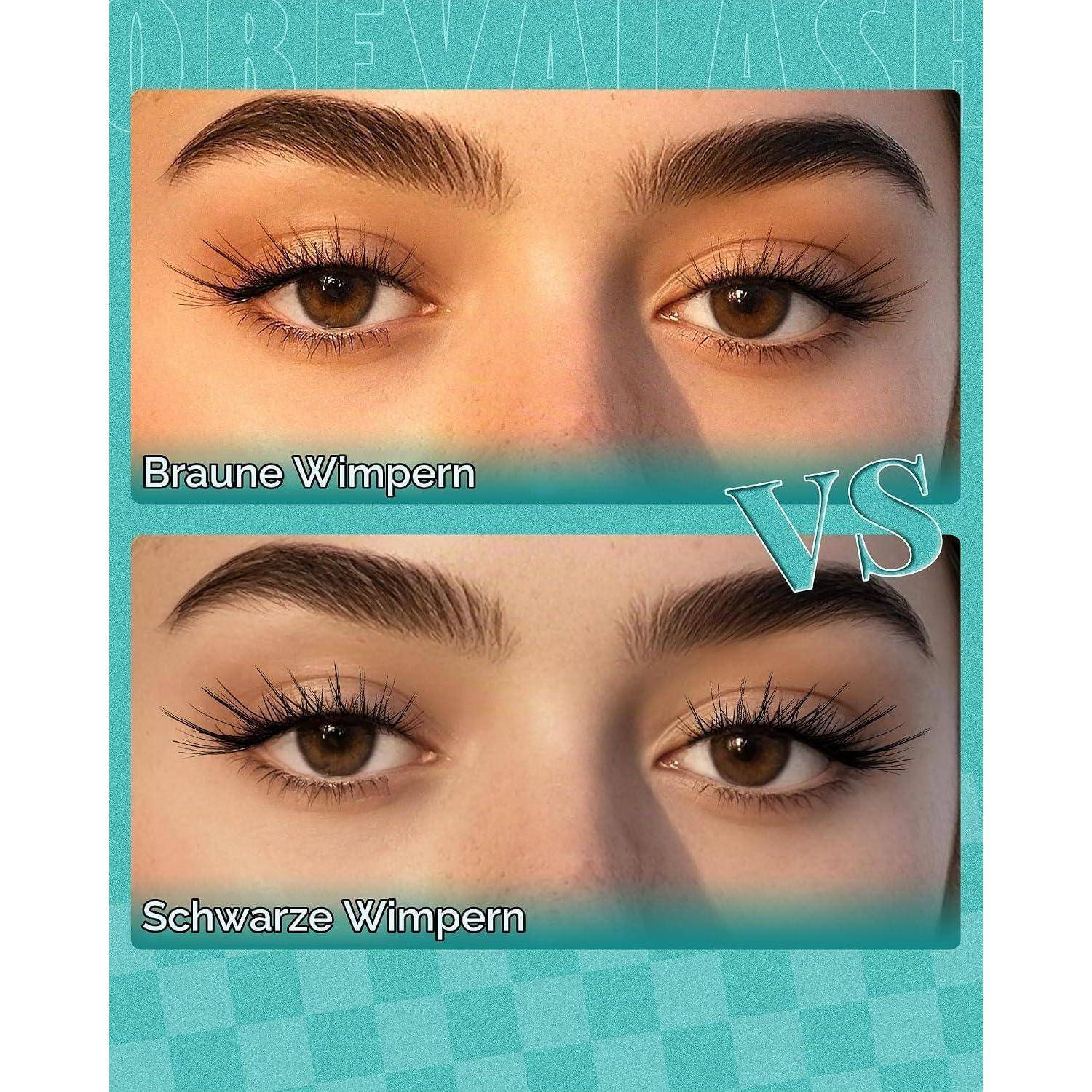 Nebeneinanderstellung von Augen mit braunen Wimpern mit der Bezeichnung „Braune Wimpern