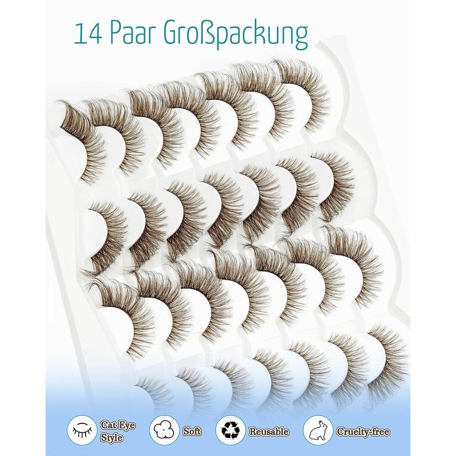 Produktbild von 14 Paaren künstlicher Wimpern mit der Bezeichnung „14 Paar Großpackung