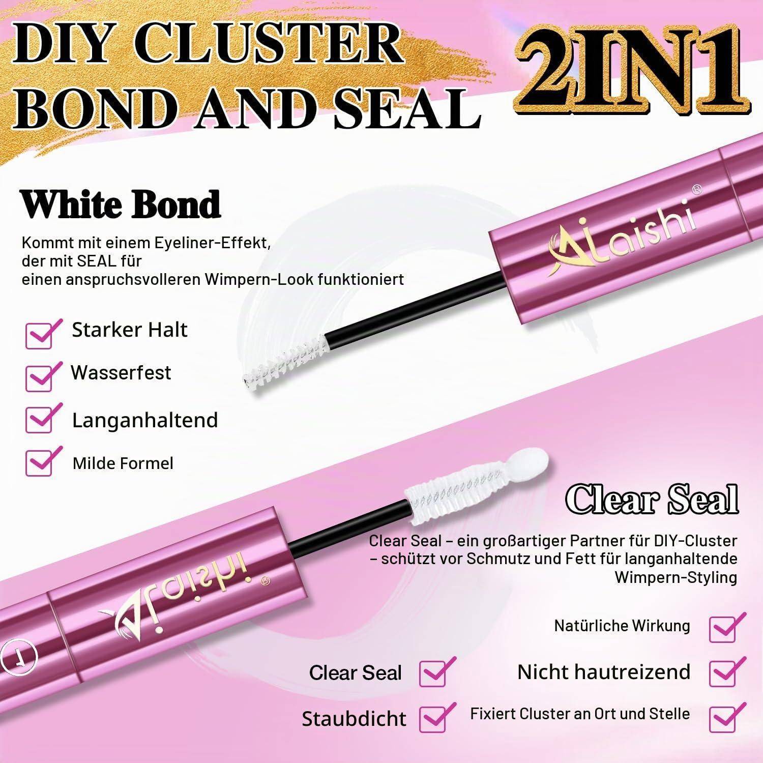 Wimperncluster-Kleber, Bond & Seal, 150h langanhaltend wasserdicht, nicht reizend - Wimpernextensionskleber für DIY Einzelfasern zu Hause (Weiß-5ml+