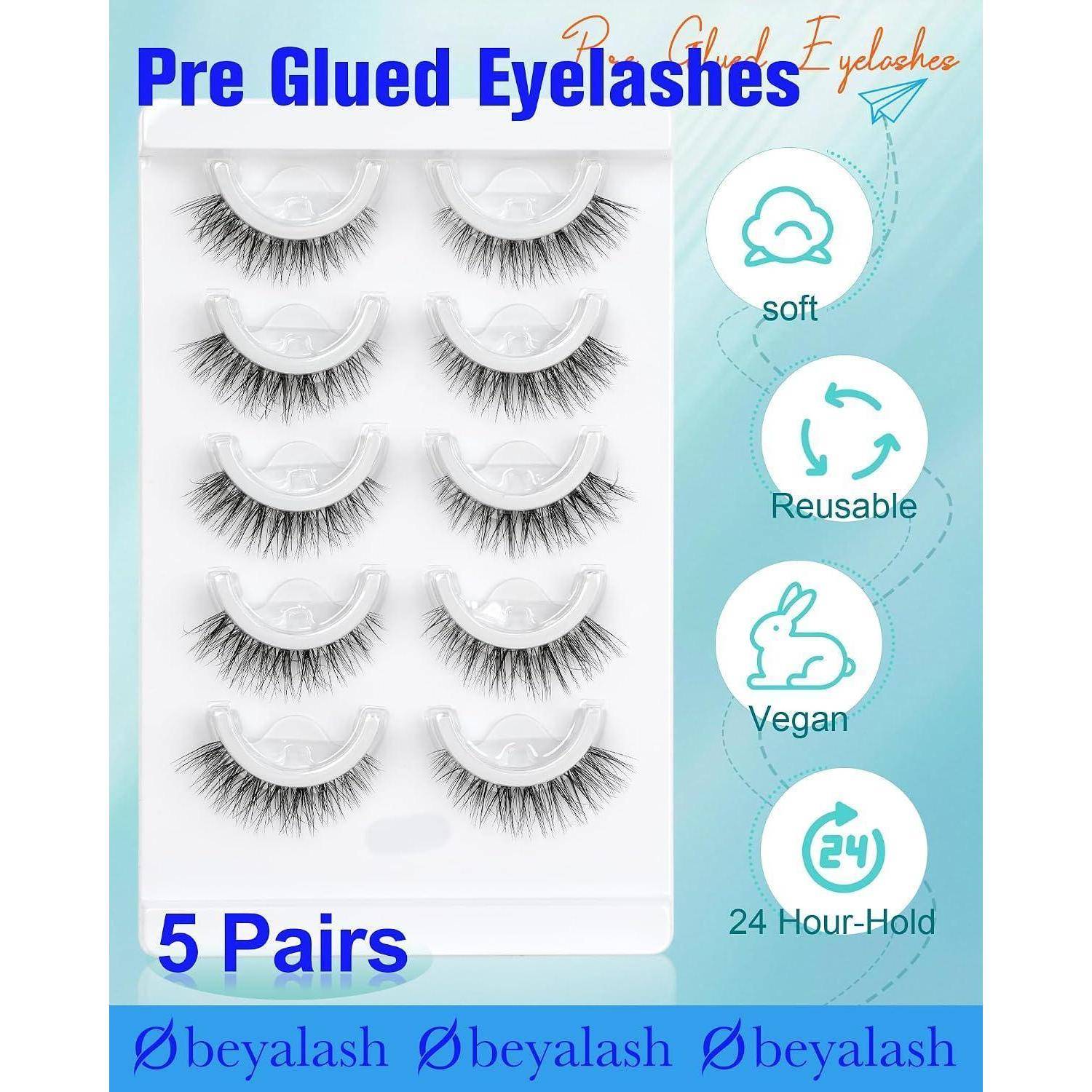 Cat Eye Selbstklebende Wimpern Pre Glued Eyelashes 5 Pairs Pack Stick On Lashes Wiederverwendbar Und Weich No Glue Needed by Obeyalash (6D46)