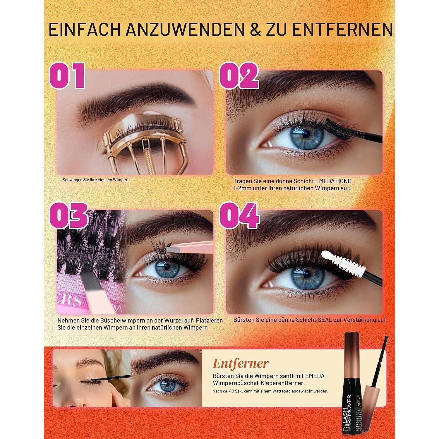 EMEDA 3D Effekt cluster Wimpern 80D Wimpernbüschel Wimpern extensions 8-16mm Mix Natürliche und flauschige Wimpernverlängerung Katzenauge Einzelwim