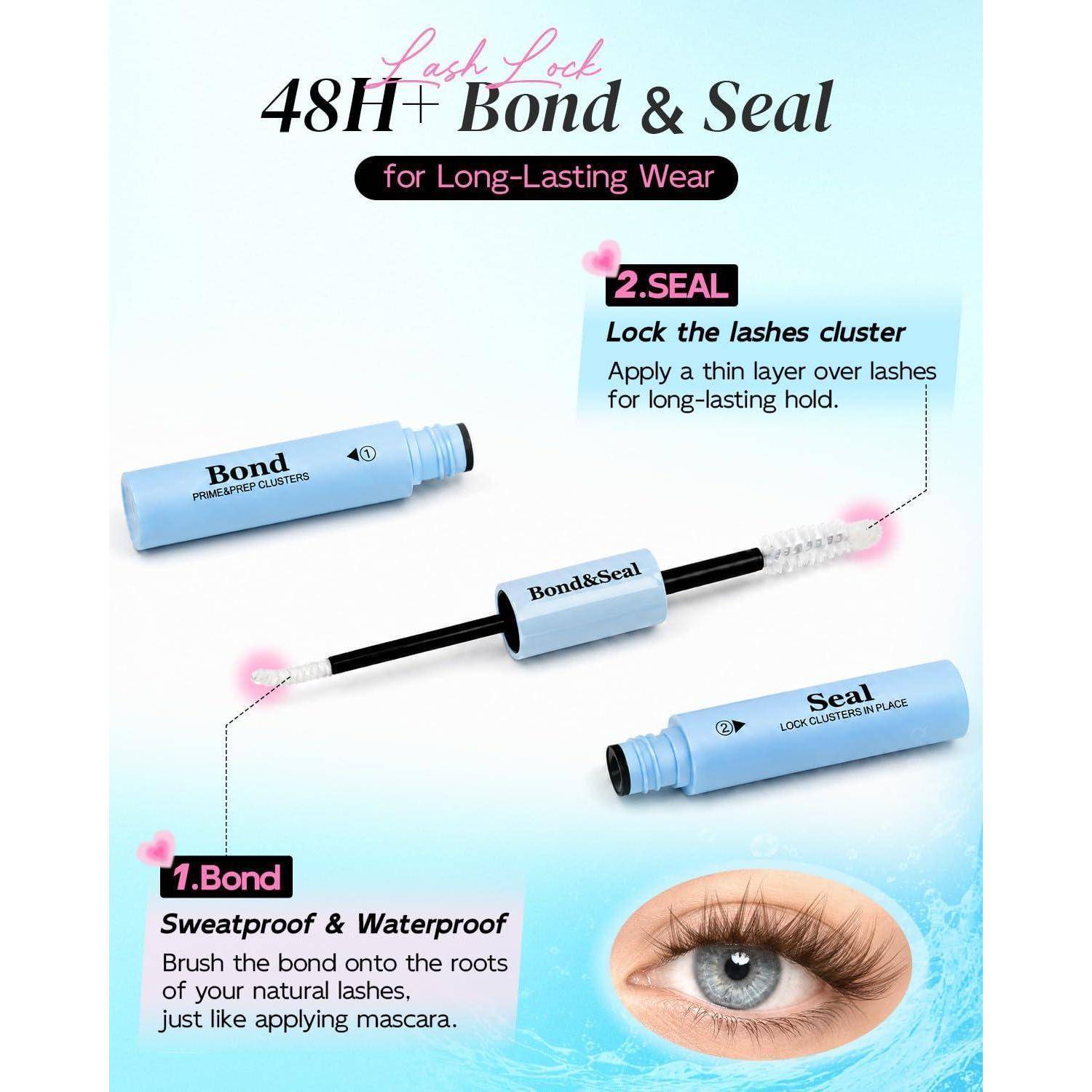 Werbegrafik für das Wimpernkleber-Adhesiv „48H+ Bond & Seal