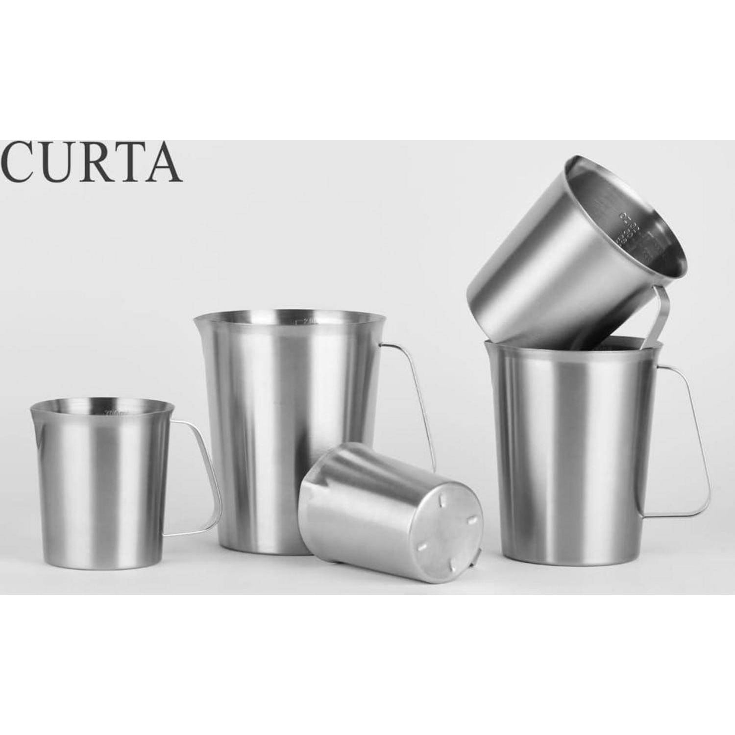 Satz von Messbechern/Kannen aus Edelstahl in verschiedenen Größen, Marke „CURTA