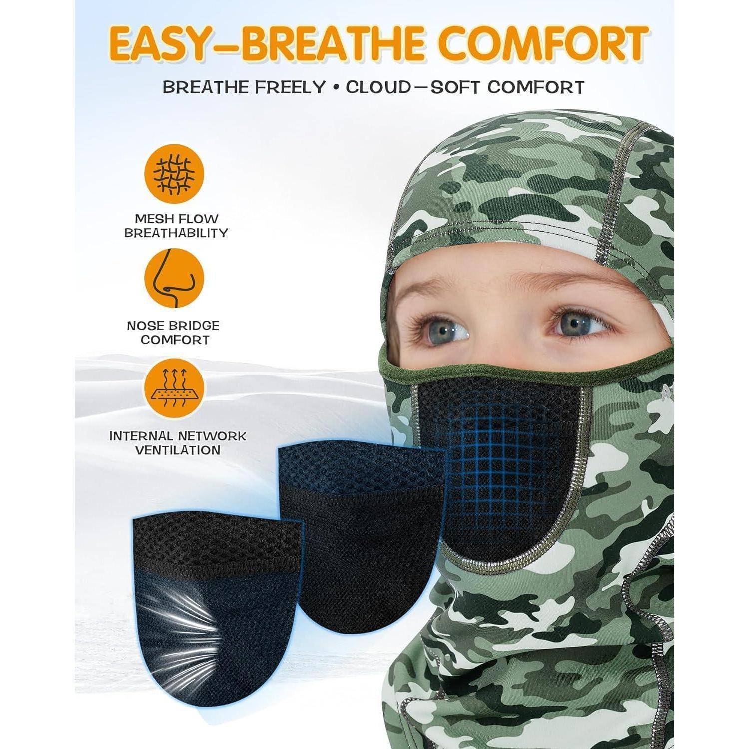 Anzeige für Camouflage-Sturmhaube mit „EASY-BREATH COMFORT