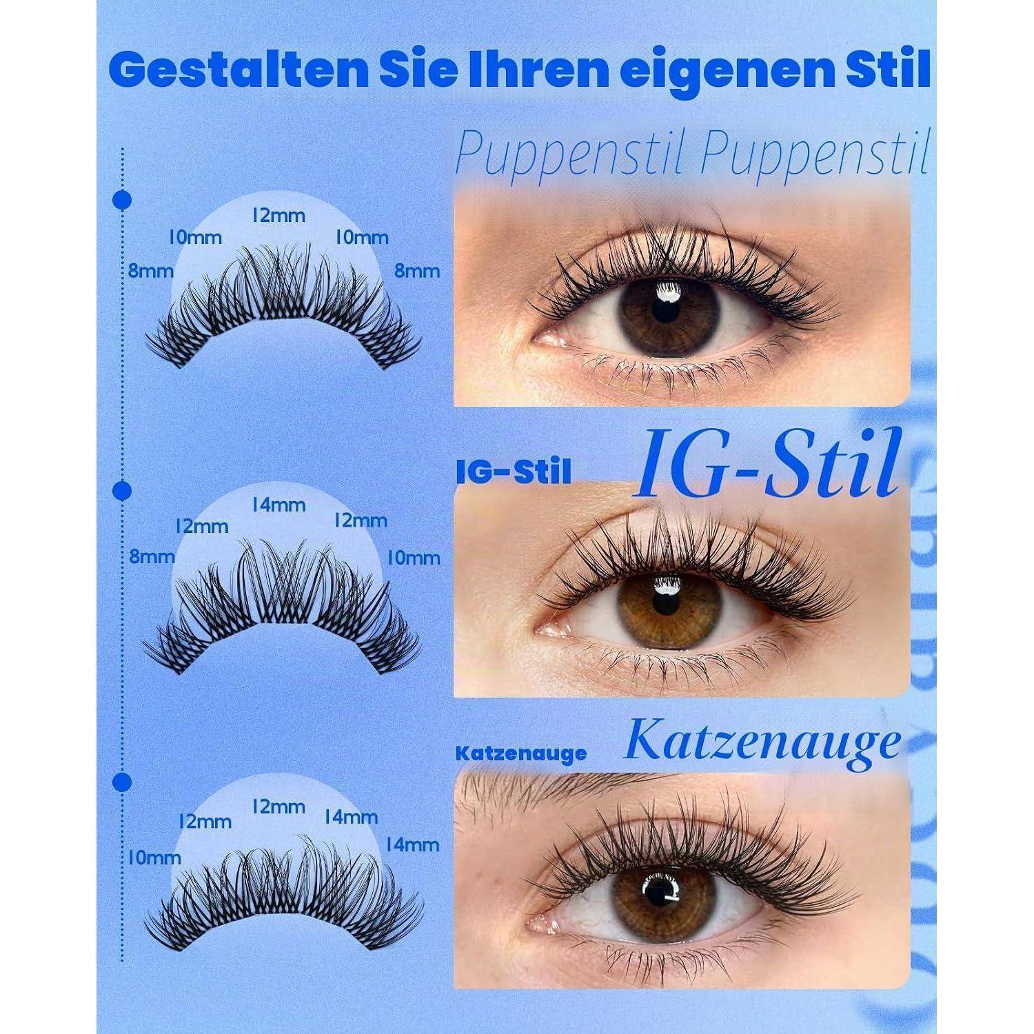 Obeyalash 144 Stück Cluster Wimpern C-Curl – Einzelne Wimperncluster Hypoallergene Vegan Wispy Volume DIY Wimpernverlängerung 8-14mm MIX Individue