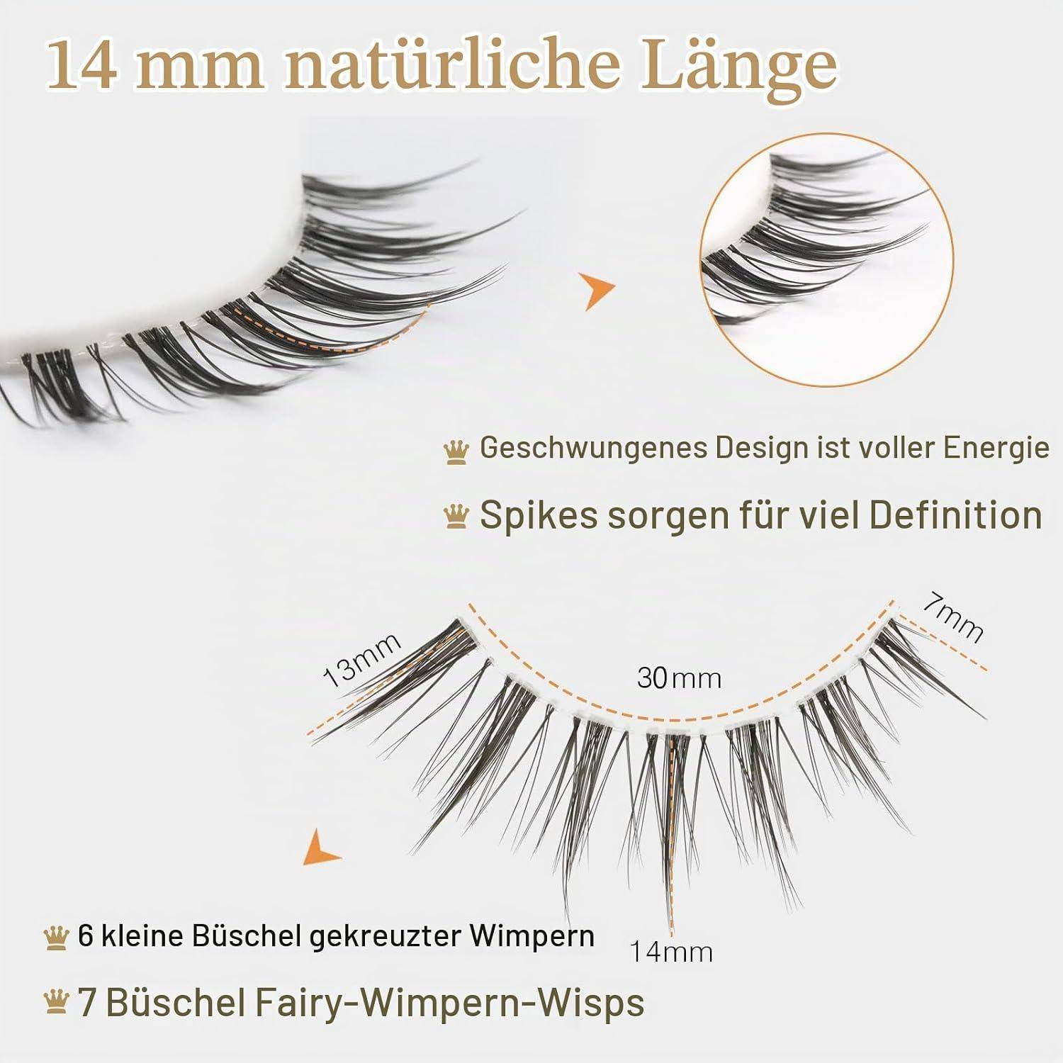 EMEDA 10 Paare Wimpern Teufelchen 3D Künstliche Wimpern Natürlich Kurzer und Weicher Streifen Transparentes Band False Eyelashes Litttle devil