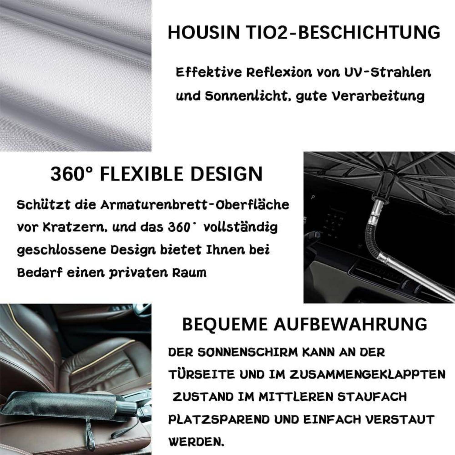 Sonnenschutz Auto Frontscheibe Innen,130X75 cm Sonnenschirm für Auto Windschutzscheibe,360° Rotations Faltbarer Sonnenschirm Für Auto,Auto Windschu