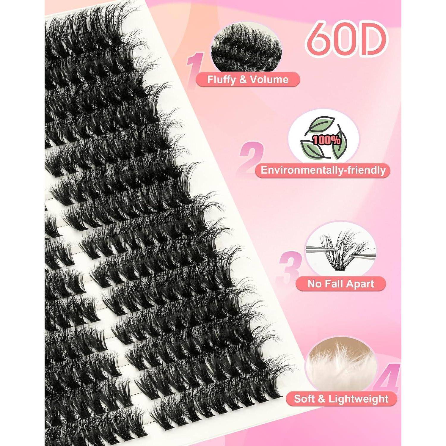 Bild von schwarzen künstlichen Wimpern auf einem Tablett, gekennzeichnet mit „60D