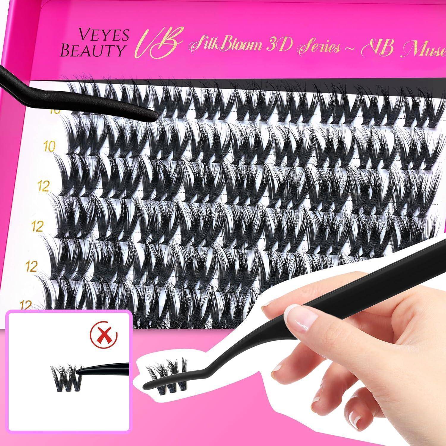 Tablett für künstliche Wimpernverlängerungen mit der Aufschrift „VEYES BEAUTY VB Silk Bloom 3D Series