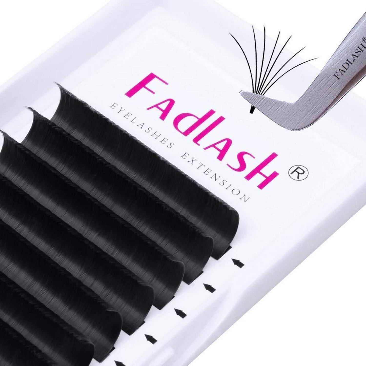 Packung schwarzer falscher Wimpernverlängerungsstreifen mit der Bezeichnung „Fadlash Eyelashes Extension