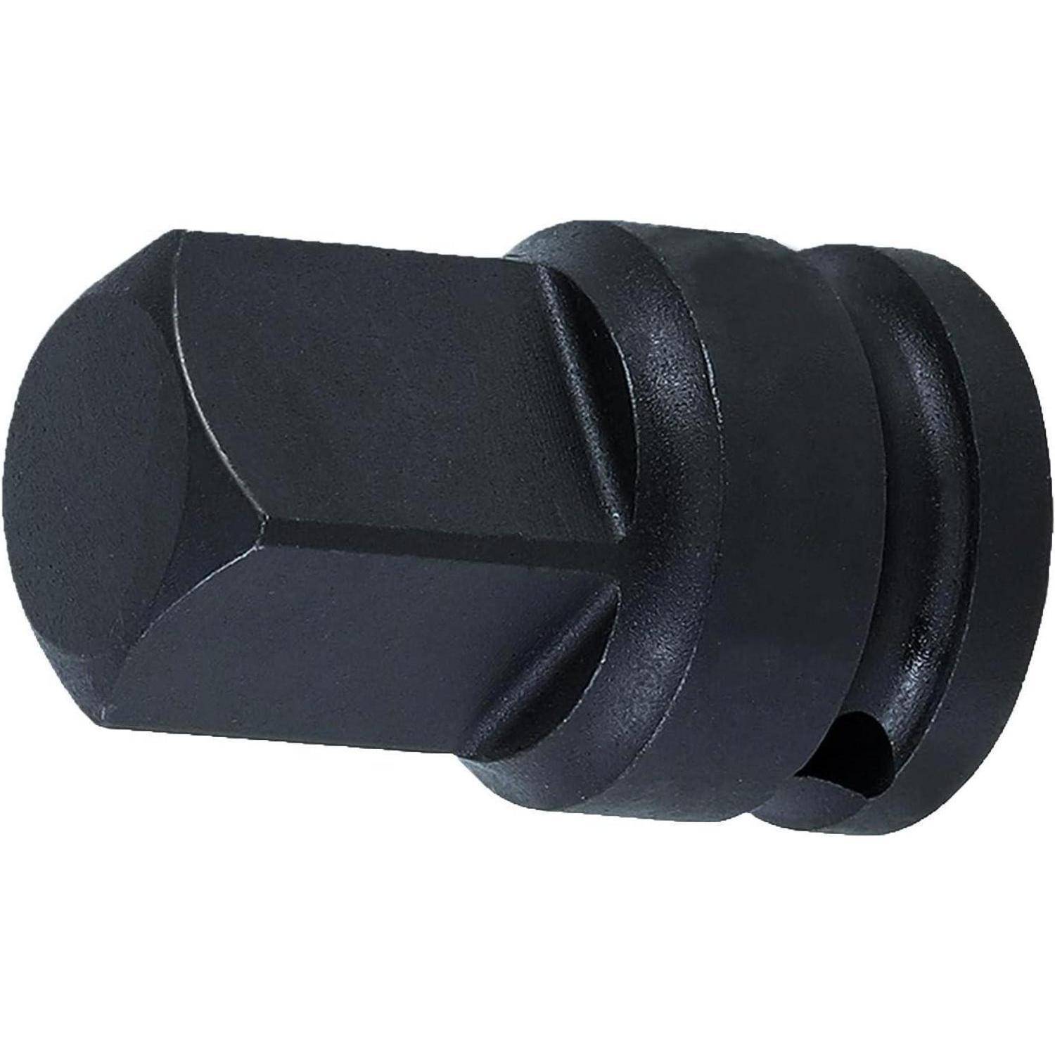Schwarzer Innensechskant-Adapter mit zylindrischem Körper auf weißem Hintergrund.