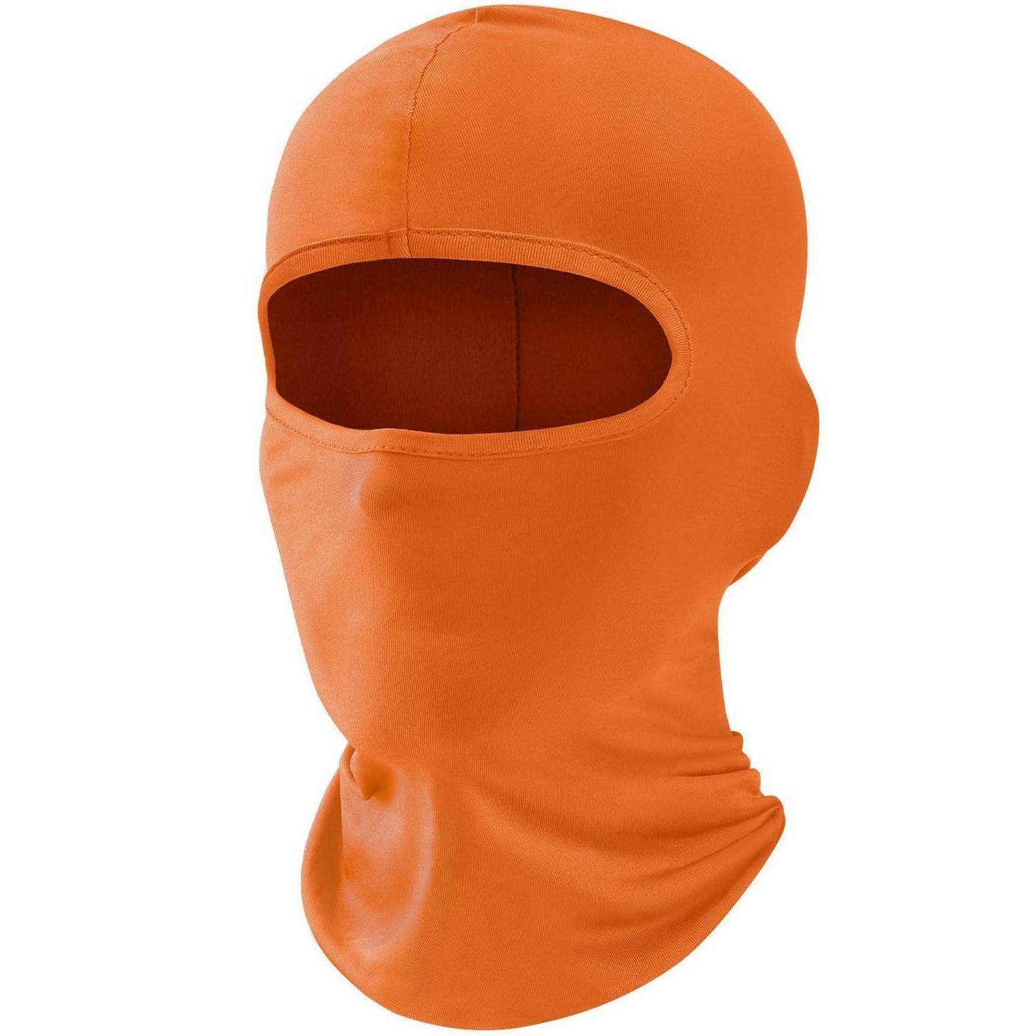 Orange-Sturmhaube mit Skimaske mit einer einzigen Augenöffnung und vollständiger Gesichtsabdeckung.