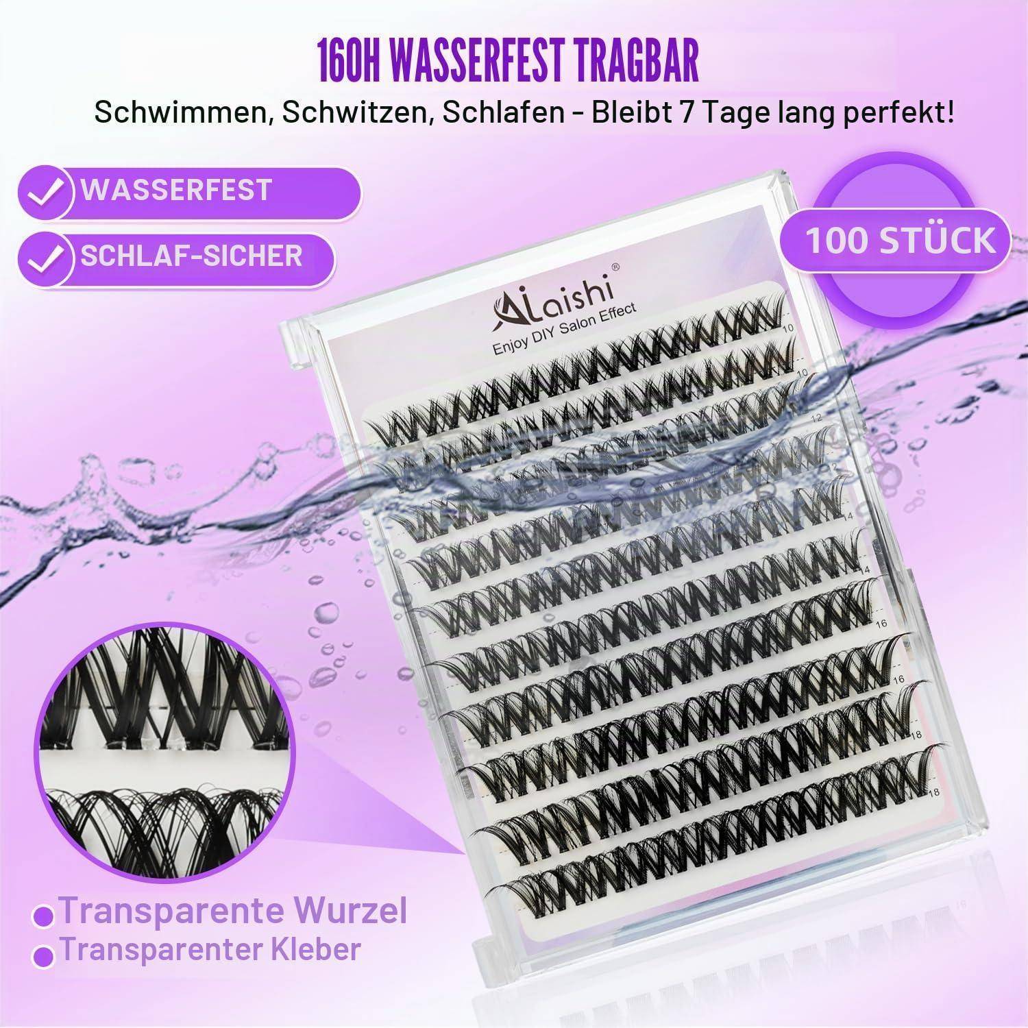 Selbstklebende Wimpern, No Glue Needed, 100 Stück DIY Lash Extensions Kit 10-14mm, Fluffy D Curl mit Pinzette – Für natürliche Looks Glue Free-4