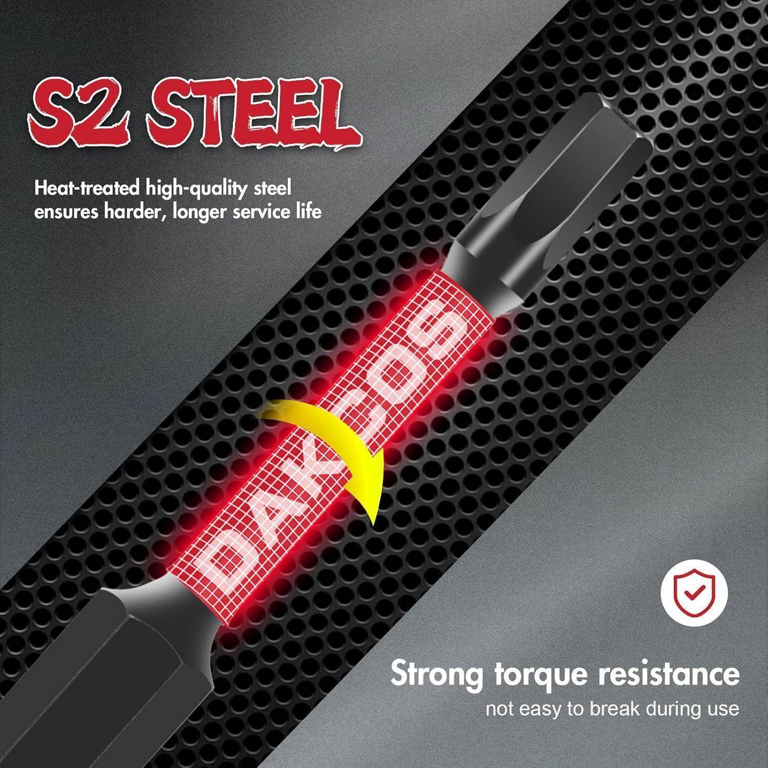 DAKCOS 75mm langer Hex Bits aus S2, Hex Sechskant Schraubendreher 1/4" Sechskantschaft,(H1,5/2/2,5/3/4/5/6/8/10) 9tlg | H1,5 - H10