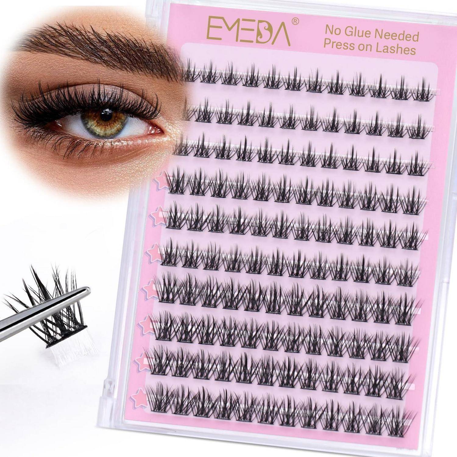 Packung mit falschen Wimpern mit der Beschriftung „EMEBA