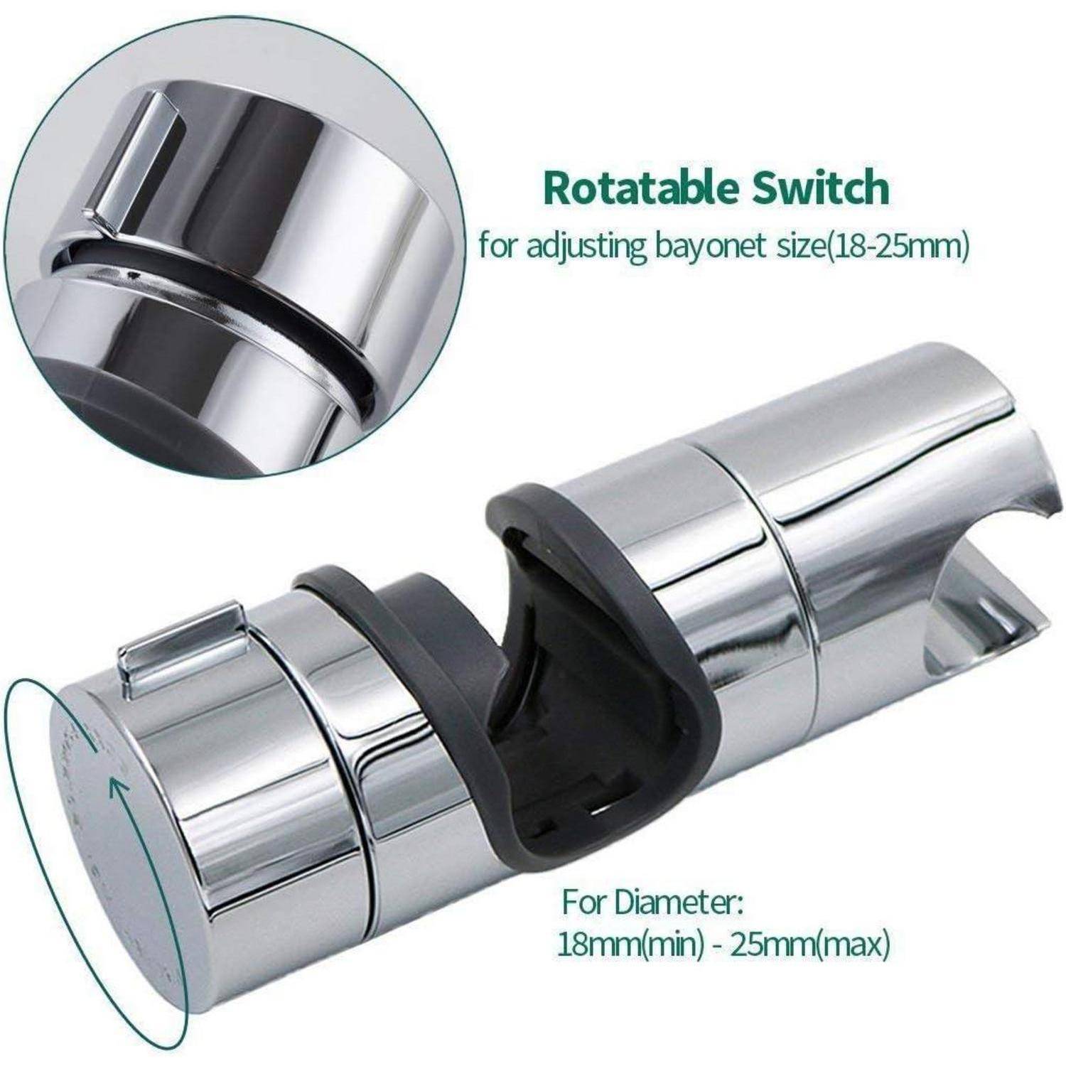 Verstellbarer Bajonettverschluss aus Chrom mit drehbarer Einstellung, beschriftet für Steckdosen mit 18–25 mm Durchmesser.