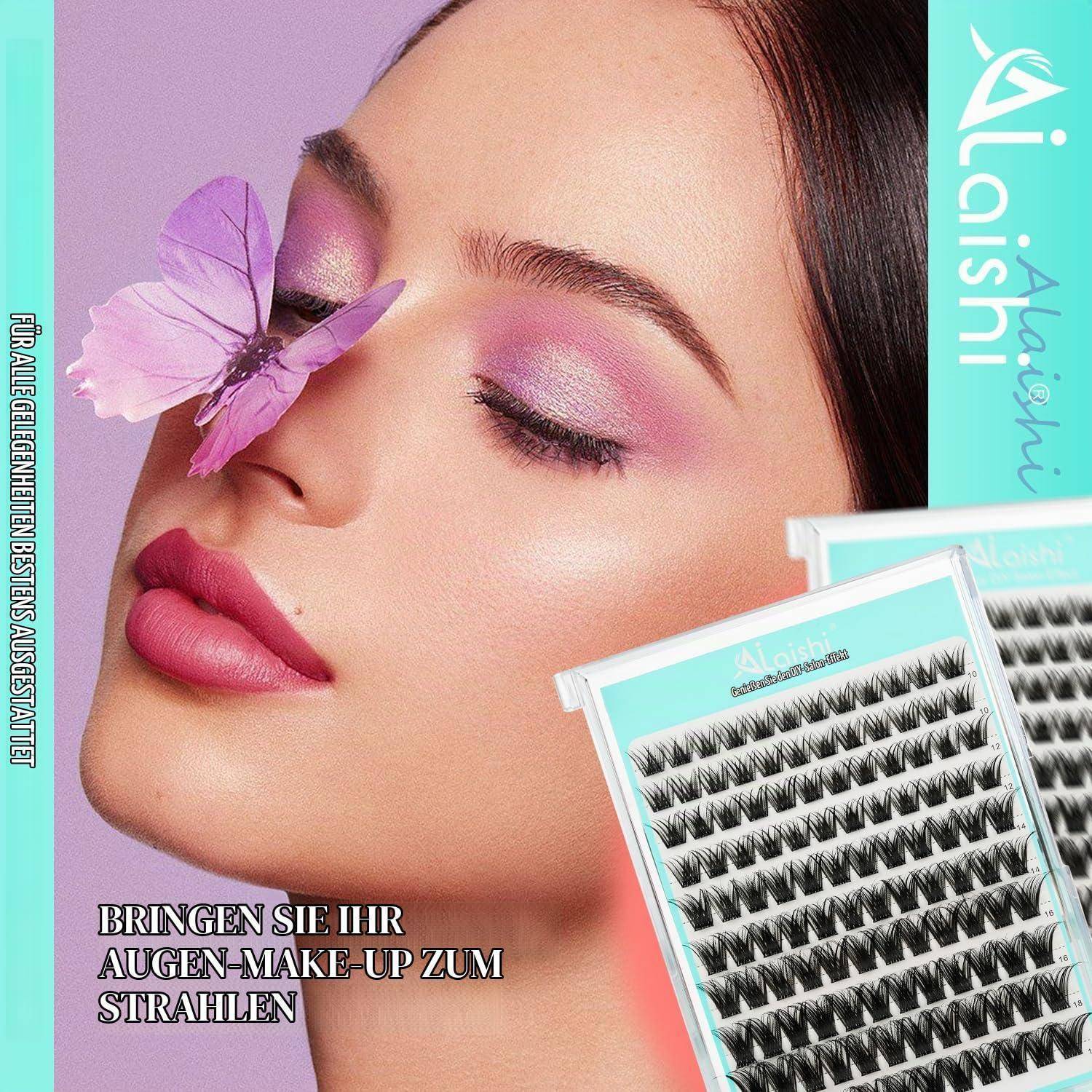 Selbstklebende Wimpern, No Glue Needed, 120 Stück DIY Lash Cluster Extensions Kit 10-18mm, Fluffy D Curl mit Pinzette – Einfache Applikation Glue