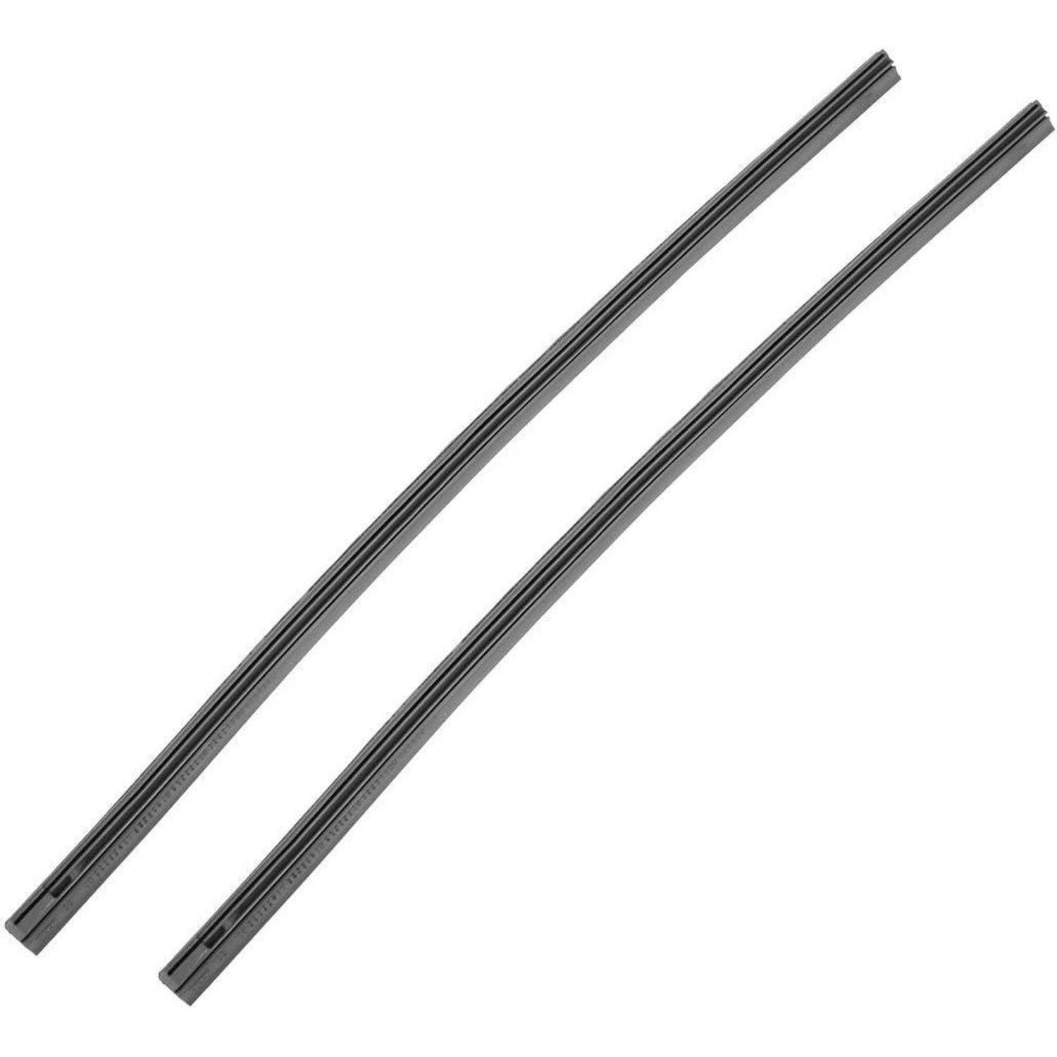 Zwei schwarze Scheibenwischer auf weißem Hintergrund, diagonal nebeneinander angeordnet.