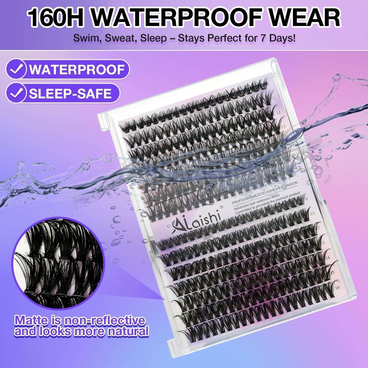 Wimpern Extensions Set, 280 Stück Cluster Lashes 9-16mm, 40D+50D Volumen, Fluffy D Curl Natürliche Wimpern – Für Katzenaugen Look und Natürliche