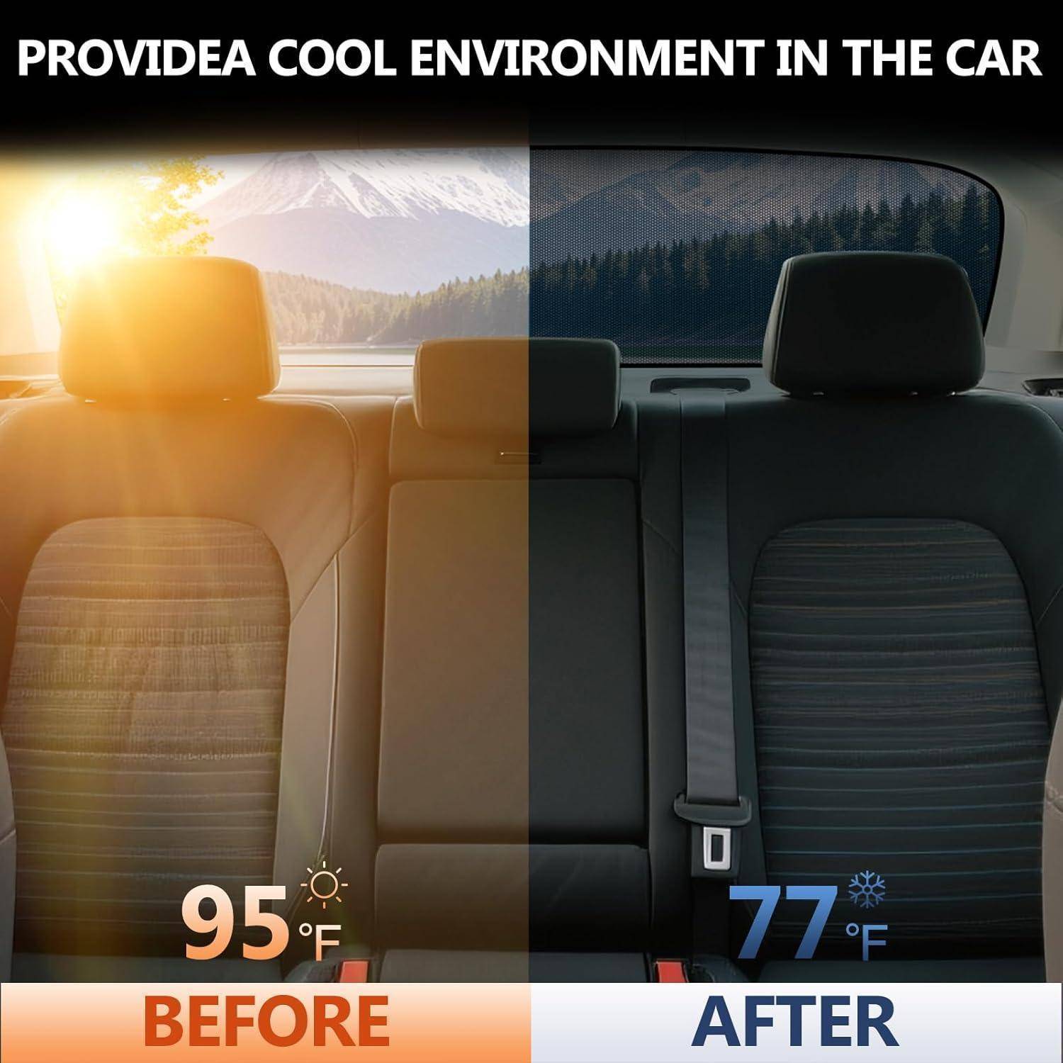 Split-Screen-Vergleich der Rückbank eines Autos, das 