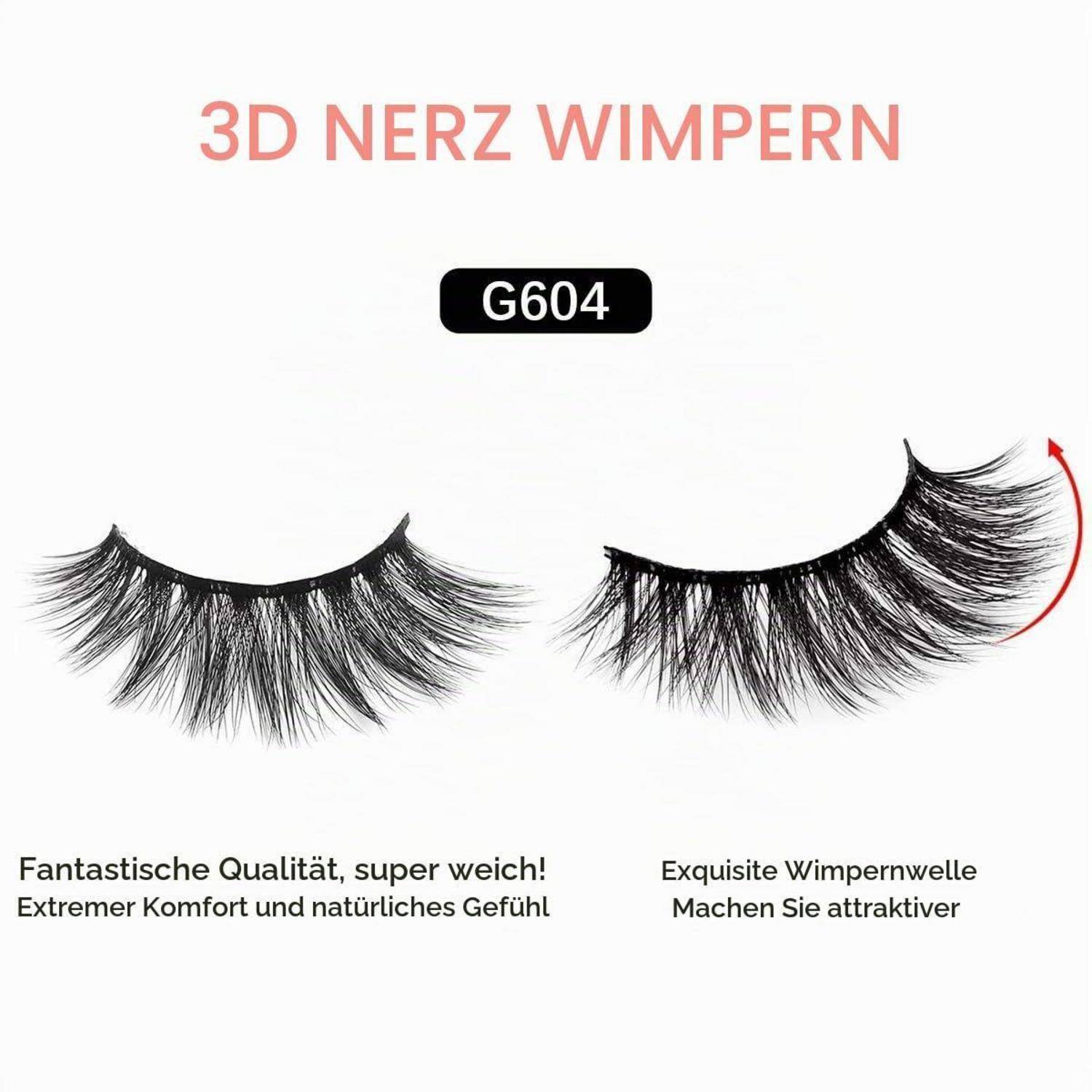Produktbild mit 3D-Kunstnerz-Wimpern mit der Bezeichnung „G604