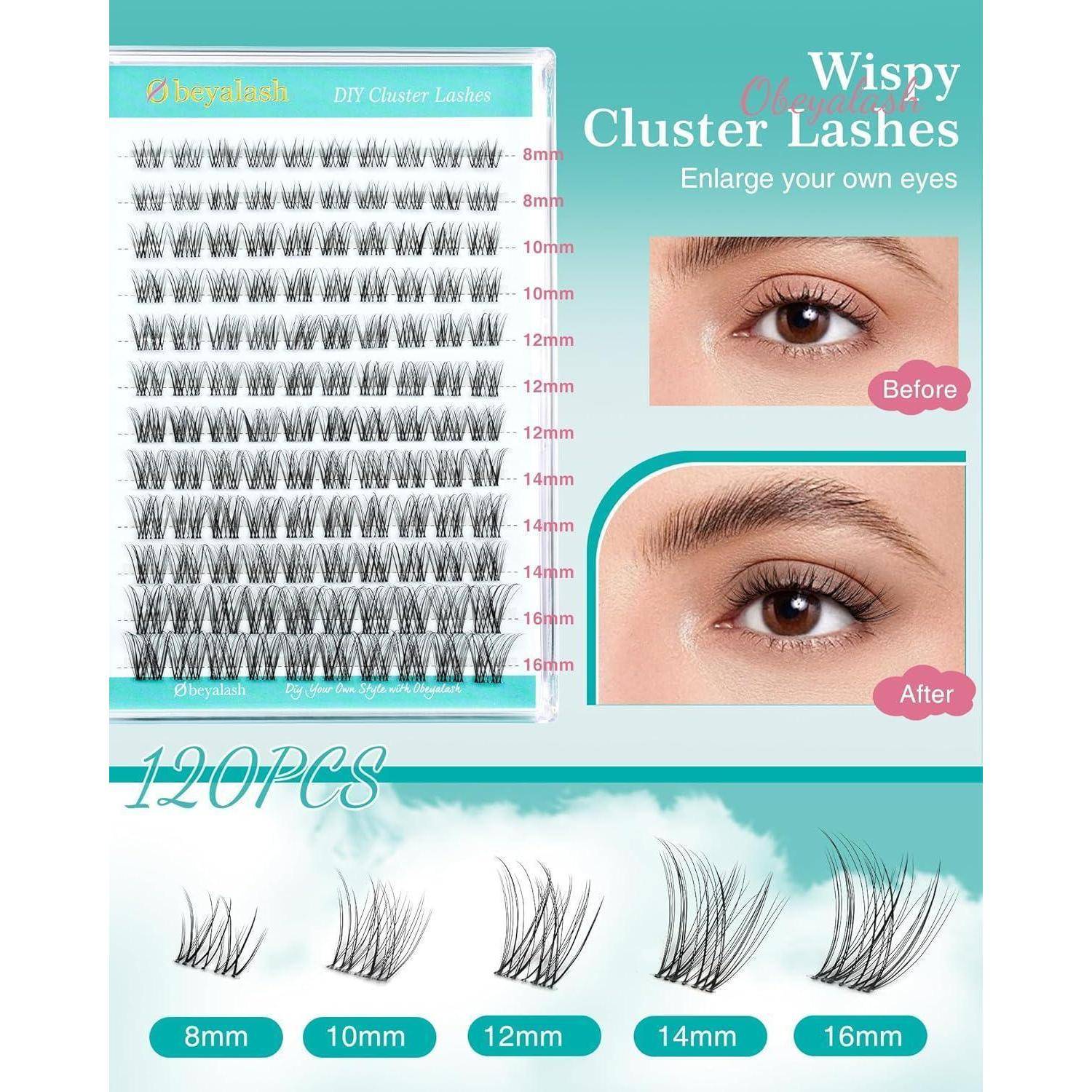Obeyalash Wimpern Extensions Lash Cluster Natural Look C Curl 8-16mix Cat Eye Wimpern Cluster Lashes Einzelne Wimpernextensions Clear Band DIY