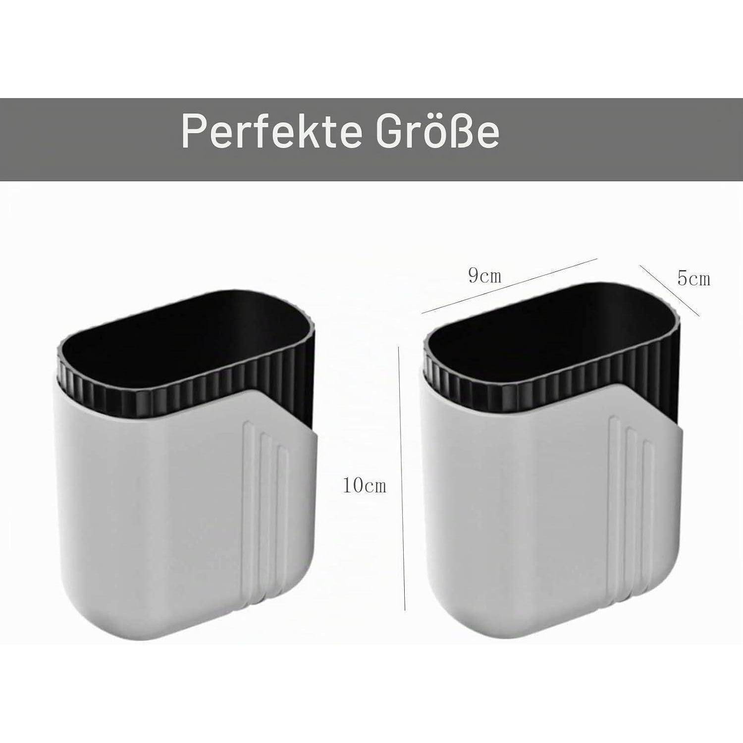 Produktgrößen-Grafik mit einem kleinen, oben offenen Behälter mit der Bezeichnung „Perfekte Größe