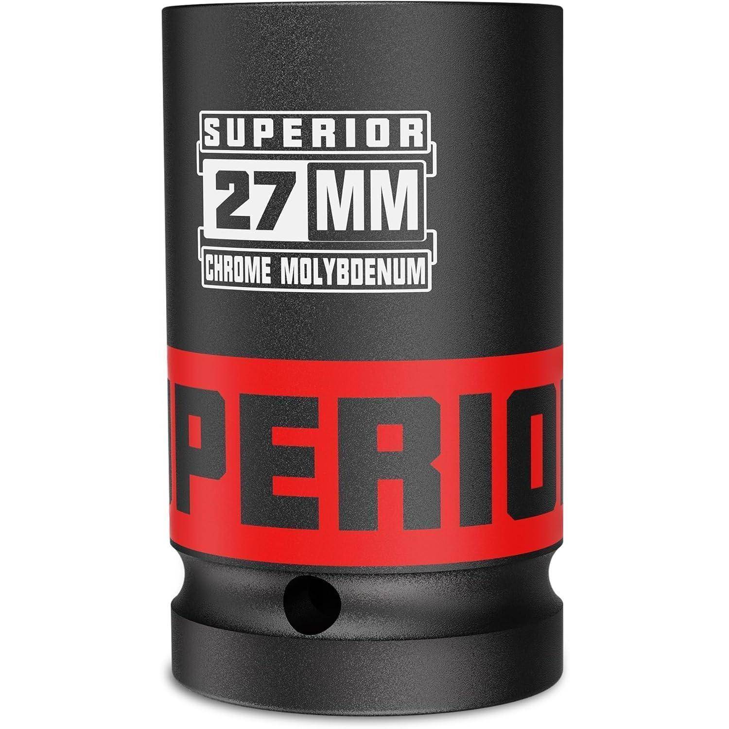Schwarze 27-mm-Chrommolybdän-Steckdose mit der Aufschrift „SUPERIOR 27MM