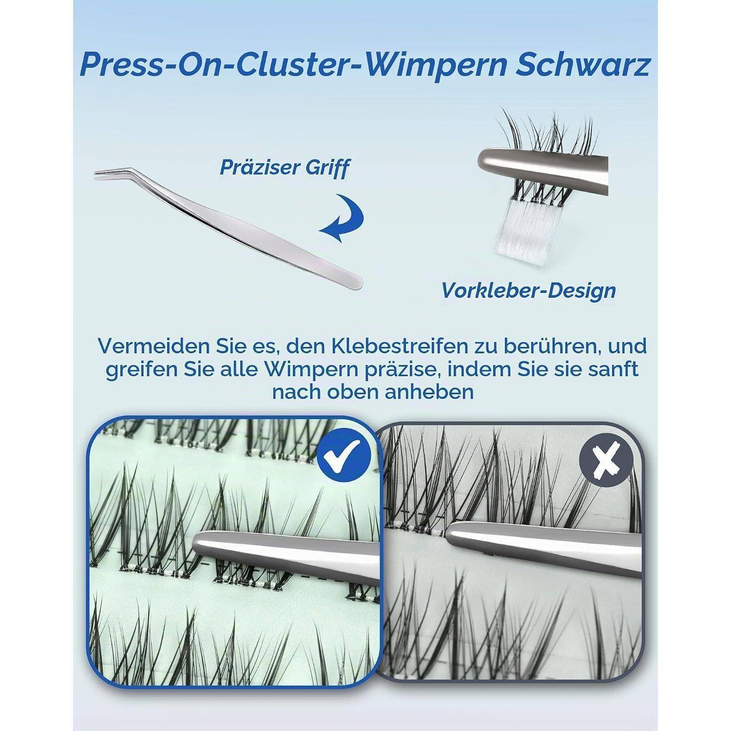 Obeyalash Wimpern Selbstklebende Wimpern Extensions Set mit Pinzette 12mm Press on Lashes Selbstklebend Natürliche Lash Clusters Ohne Kleber für DIY