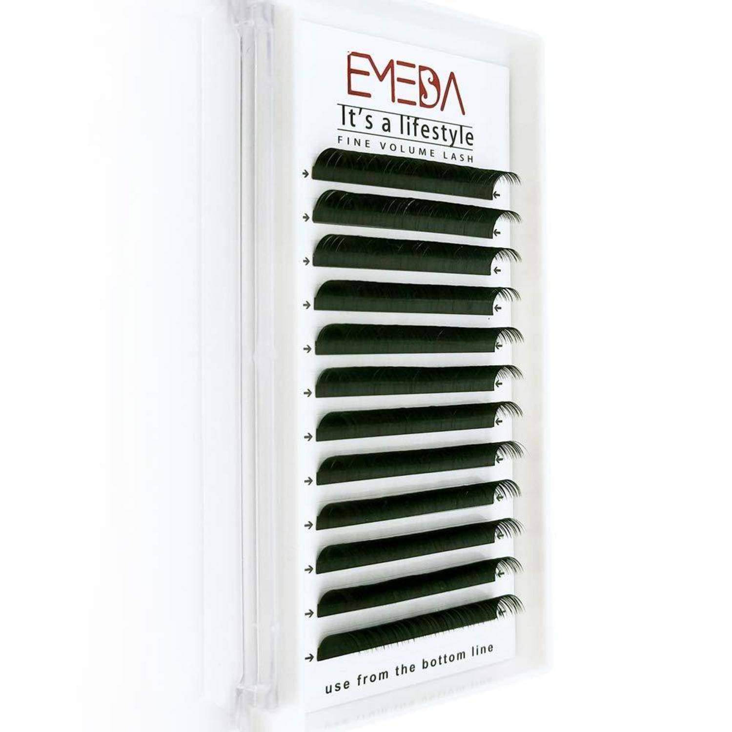 Wimpernverlängerungs-Musterkarte mit der Bezeichnung „EMESA It's a lifestyle FINE VOLUME LASH
