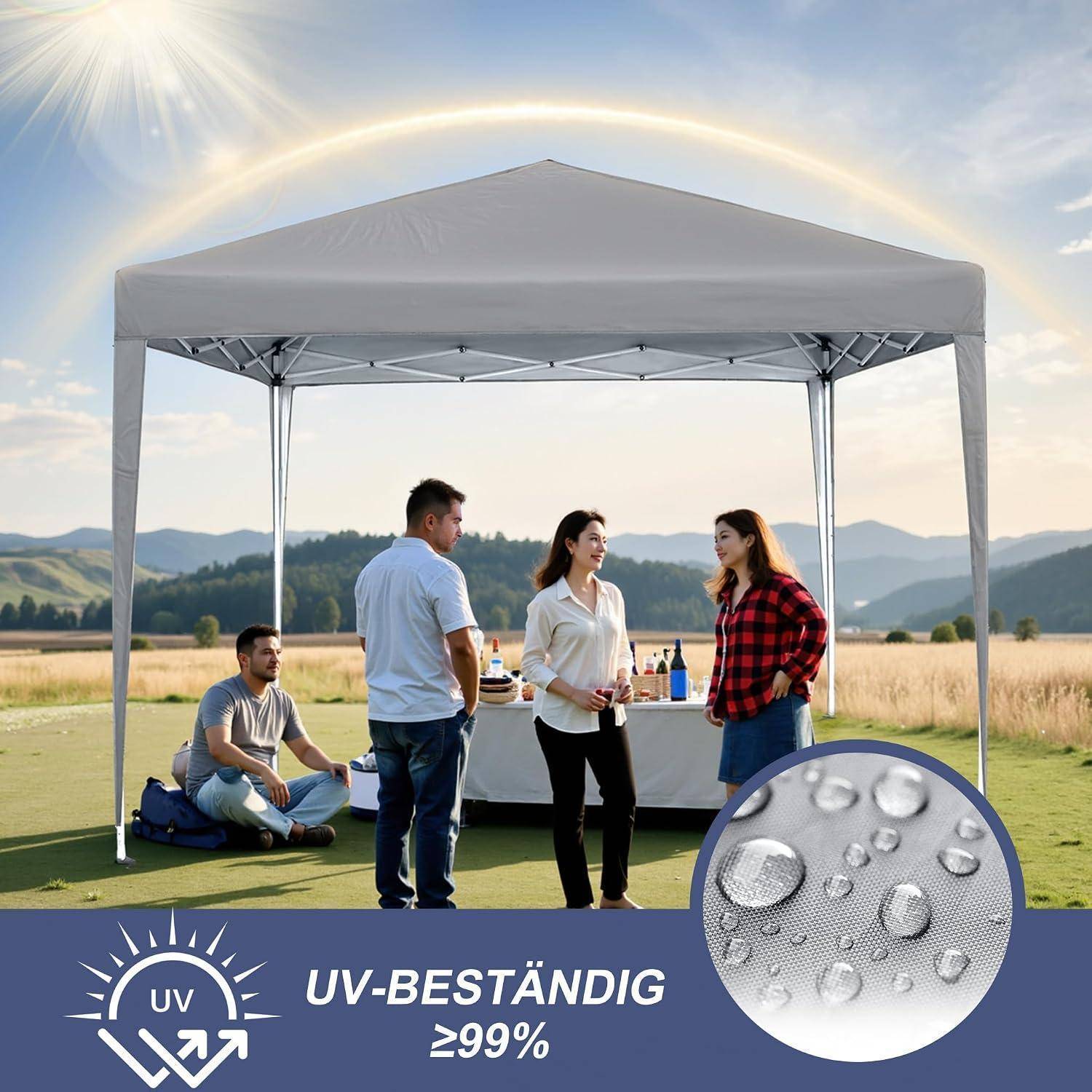 Pavillon 3x3 Faltpavillon Wasserdicht Stabil, Gartenpavillon Pavillon Winterfest Partyzelt Gartenzelt UV-Schutz mit 4 Seitenteilen für Garten