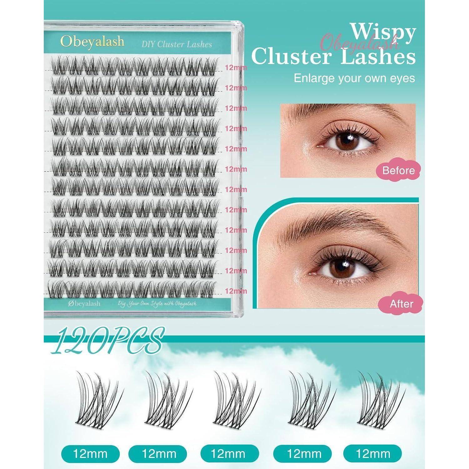 Obeyalash 12mm Cluster Lashes C Curl Wimpern Extensions Diy WimpernverläNgerung Invisible Band Lash Clusters Lashes Cat Eye Lightweight And Soft