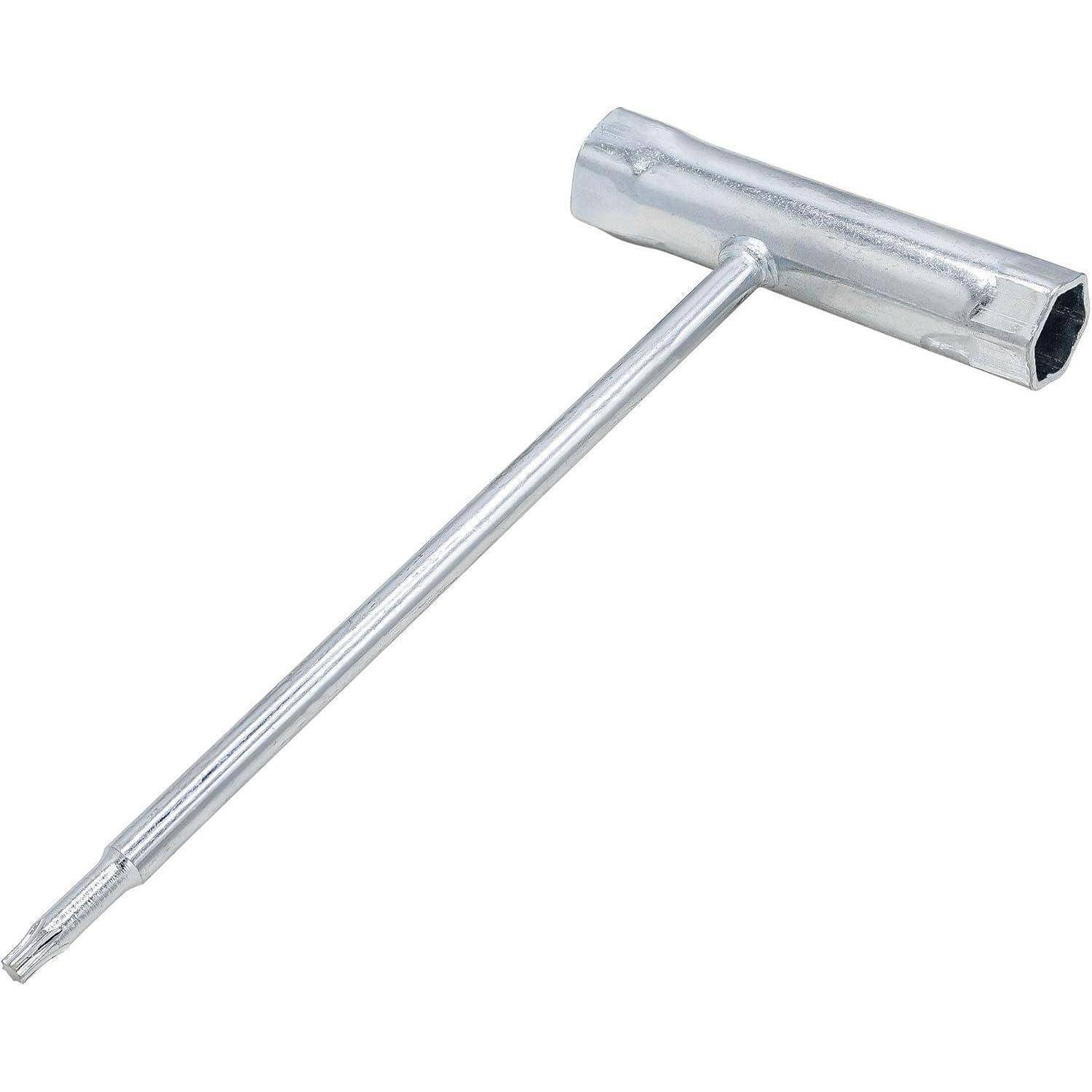 Metall-T-Griff-Stecknussschlüssel auf weißem Hintergrund.