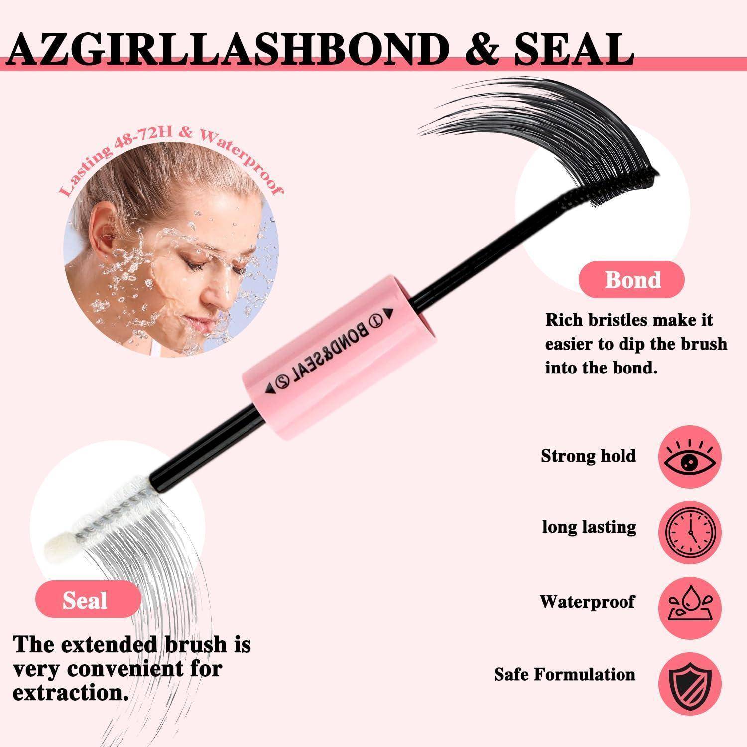 Rosafarbene Kosmetikwerbung für „AZGIRLLASHBOND & SEAL