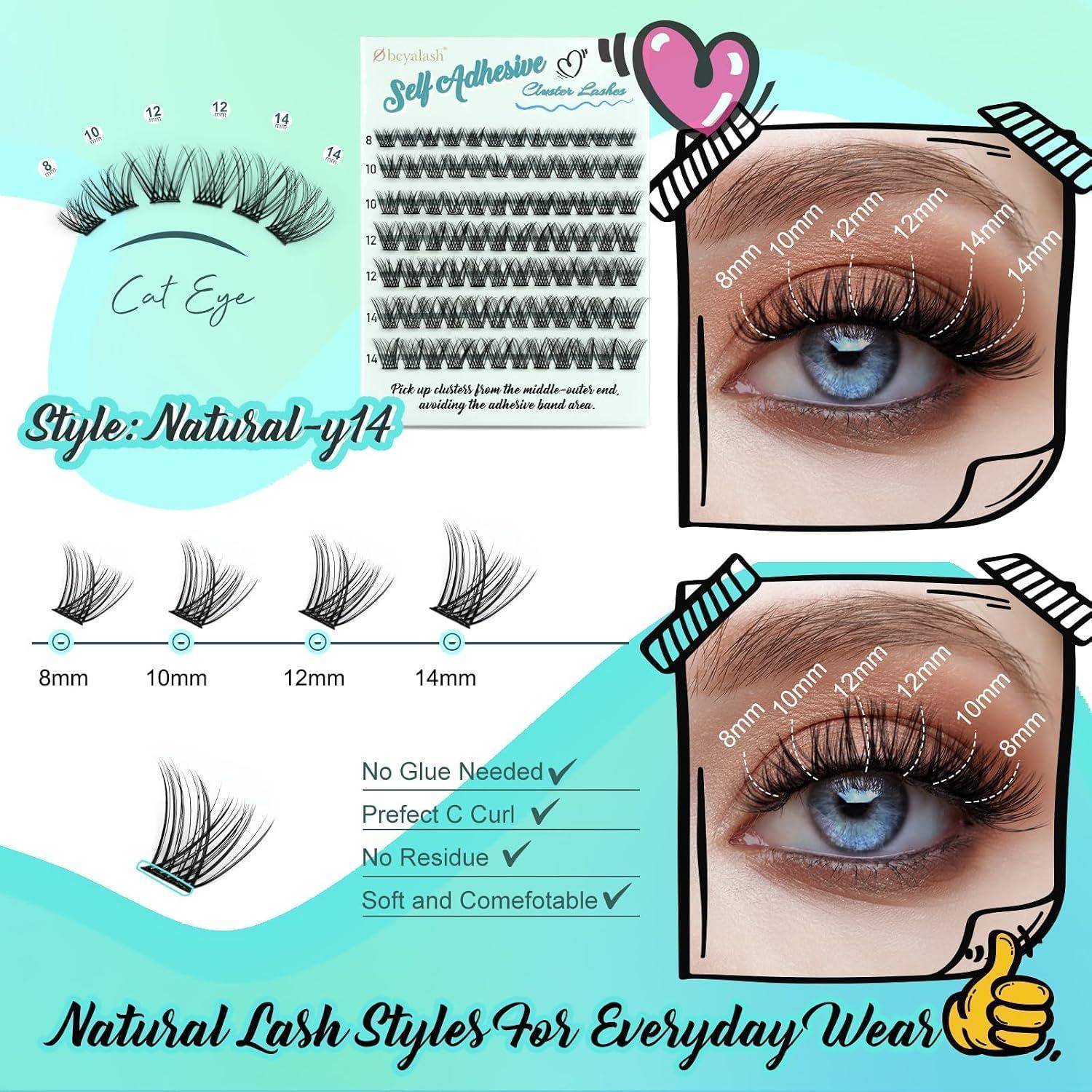 Werbegrafik für natürliche künstliche Wimpern: Stil „Cat Eye