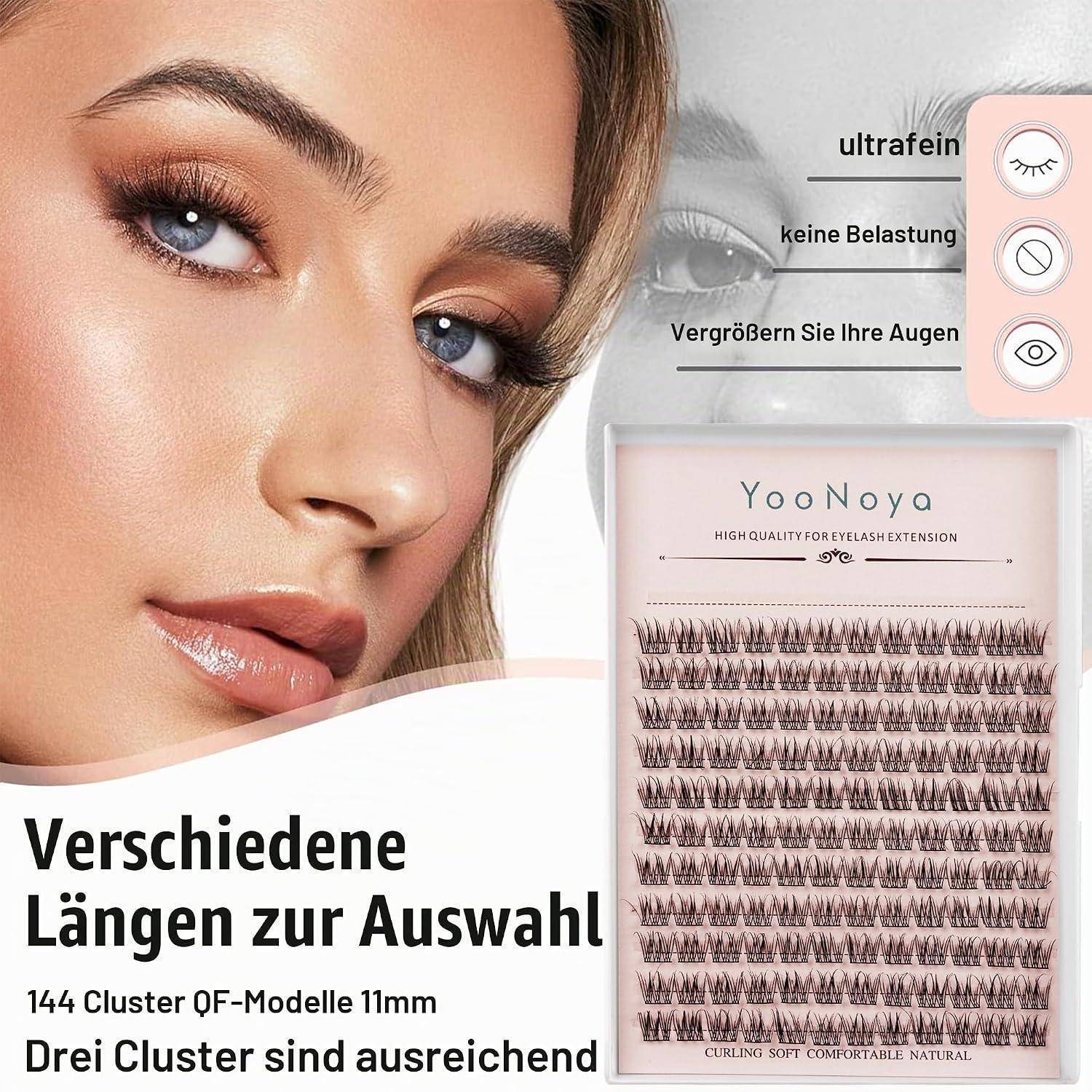 Wimpern Einzeln 144 Pcs 11mm C Curl Wispy Lashes Cluster Wimpern Extensions DIY Individuelle Wimpernverlängerung Thin Band Wimpernbüschel zu Hause