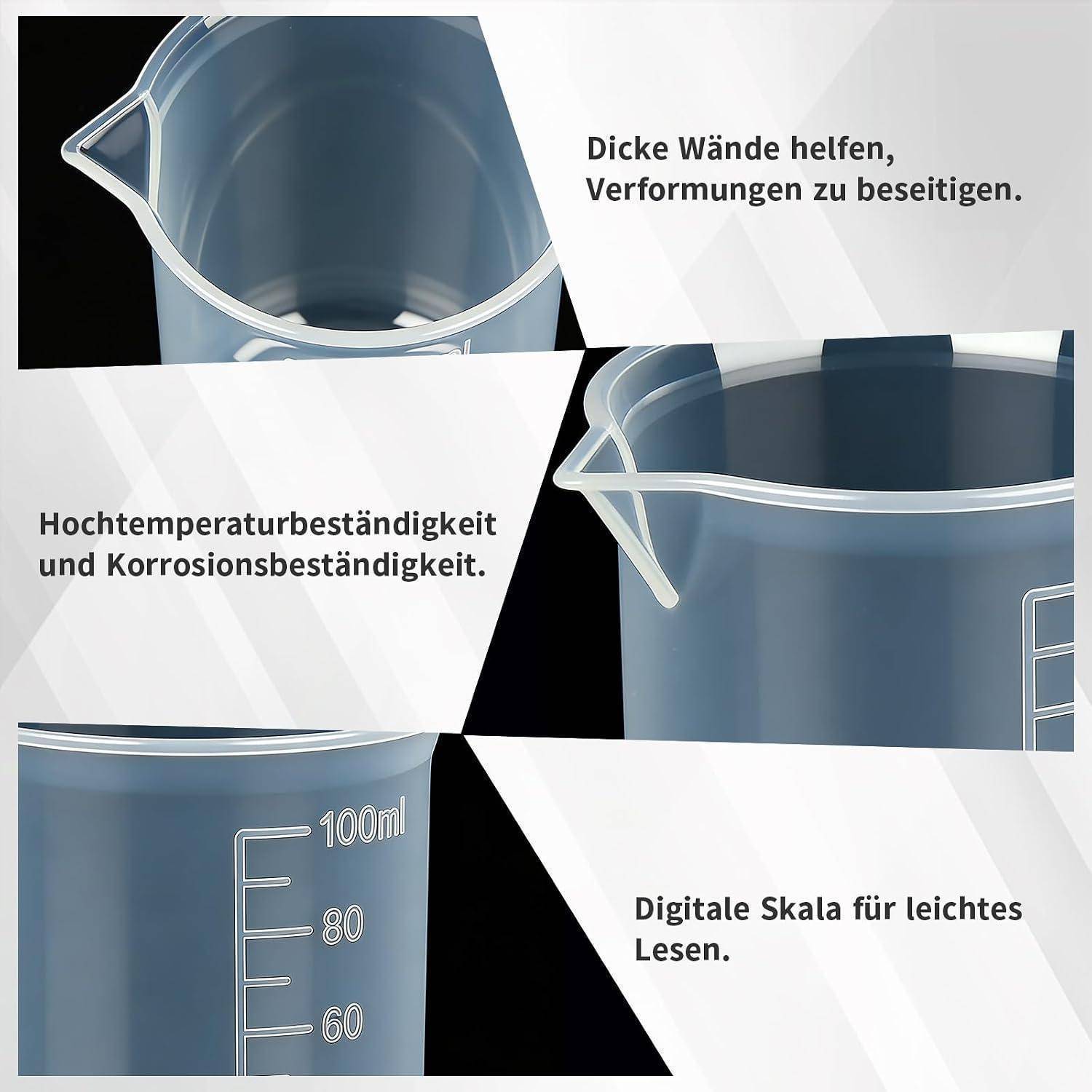 Sharplace Messbecher aus Kunststoff mit Skala, Messbecher Klar, Transparent Messkanne 50ml 100ml 150ml 250ml 500ml, Plastik Mixing Cup