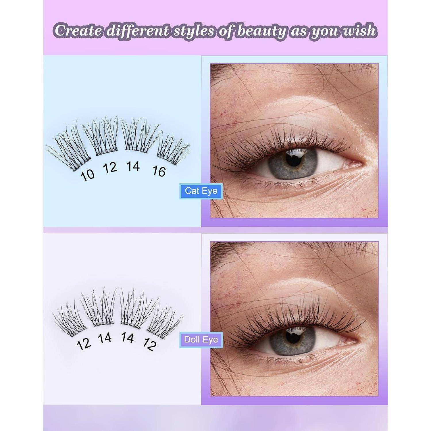LZM Selbstklebende Wimpern Einzeln Natürlich C Curl Cluster Lashes (WMY) | 10-16mm, Einfach Und Schnell Zu Tragen Keine Belastung Einzelne Wimpern