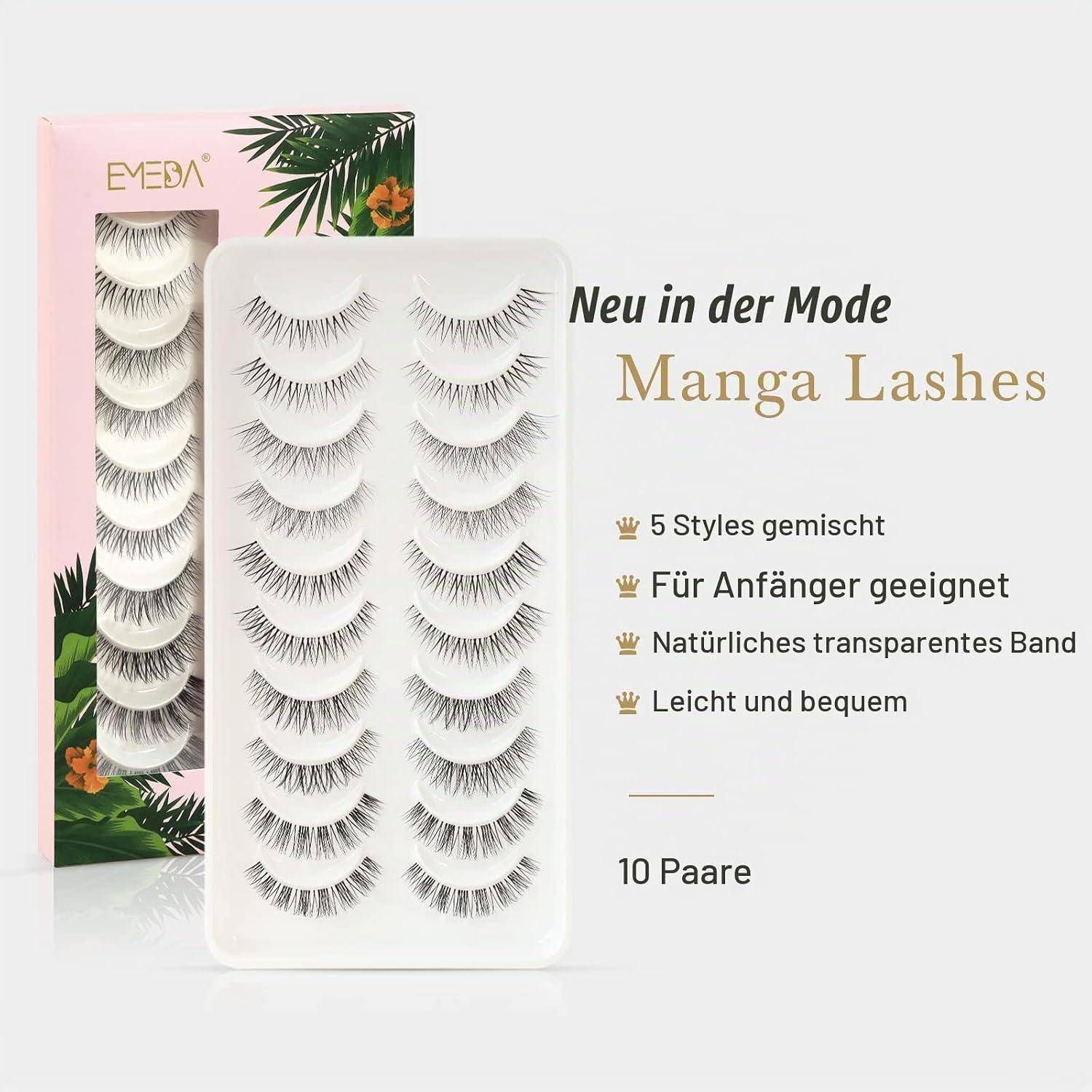 10 Paare Falsche Wimpern 5 Stil Gemischt Hybride Künstliche Wimpern Set Natürliche Wimpern Transparentes Band Kurzer und Weicher Streifen Künstlich
