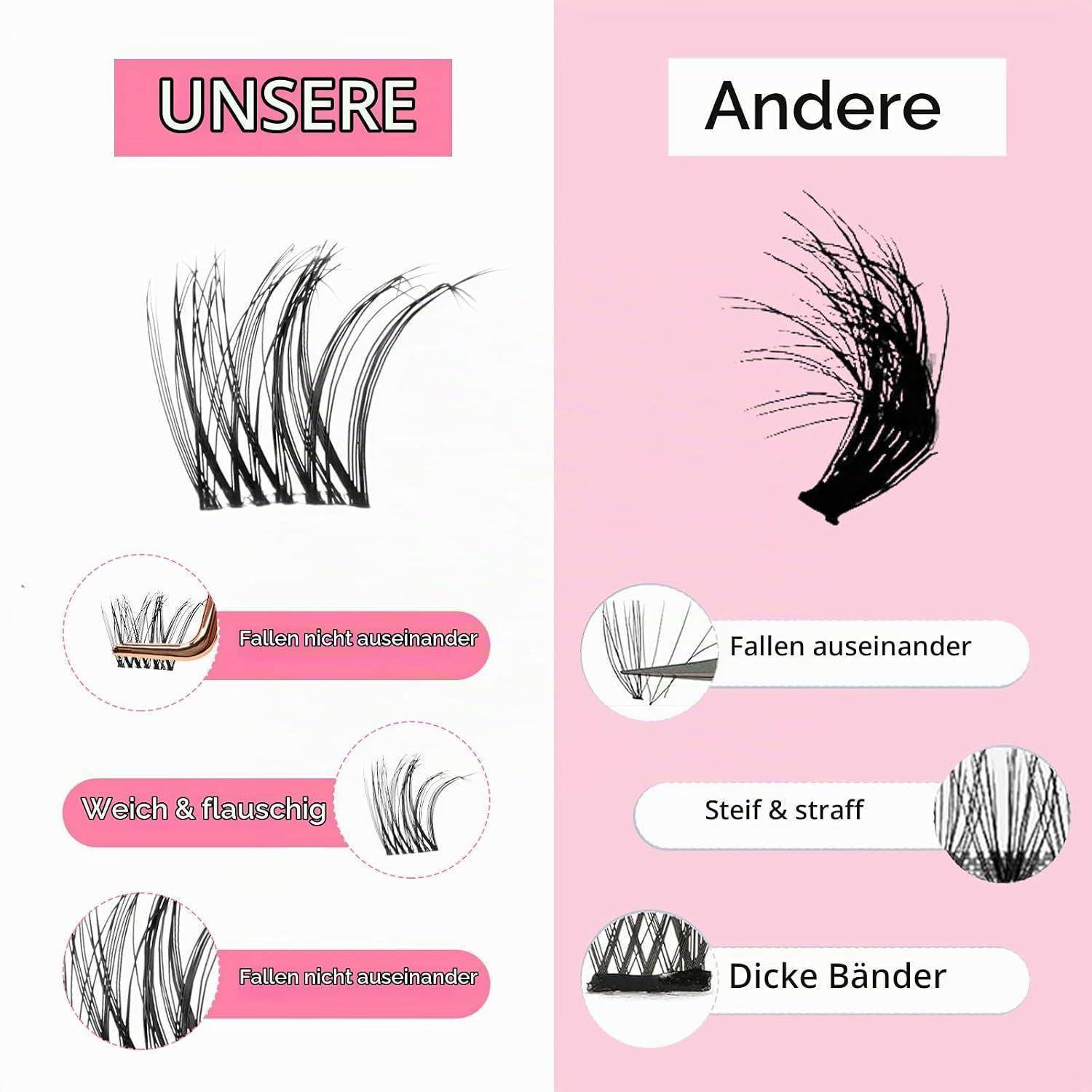 Nebeneinander-Vergleich von Haaren: Das Haar von „UNSERE