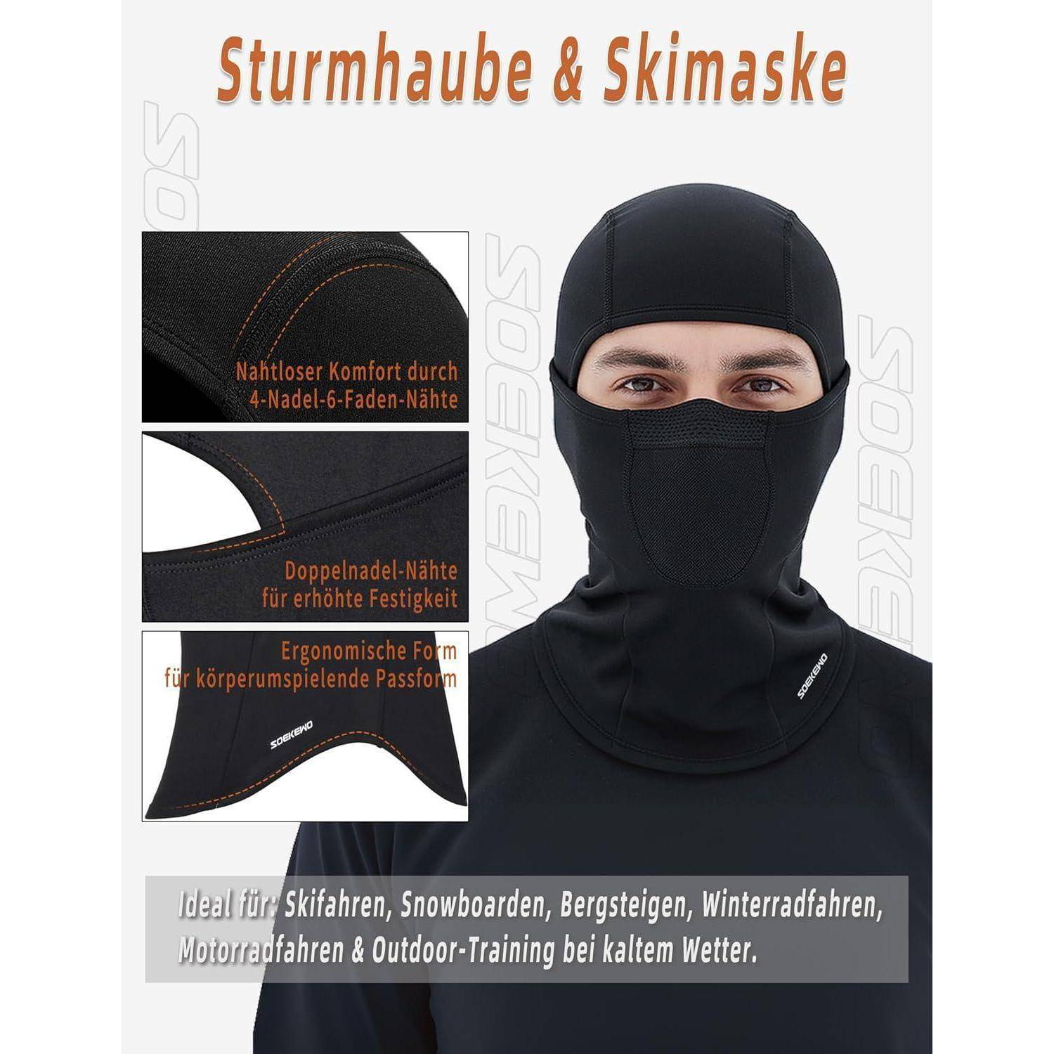 Sturmhaube Winter Balaclava Warme Fleece Skimaske Atmungsaktive Sturmmaske für Motorrad Fahrrad Skifahren Herren und Damen Mit atmungsaktivem Mesh