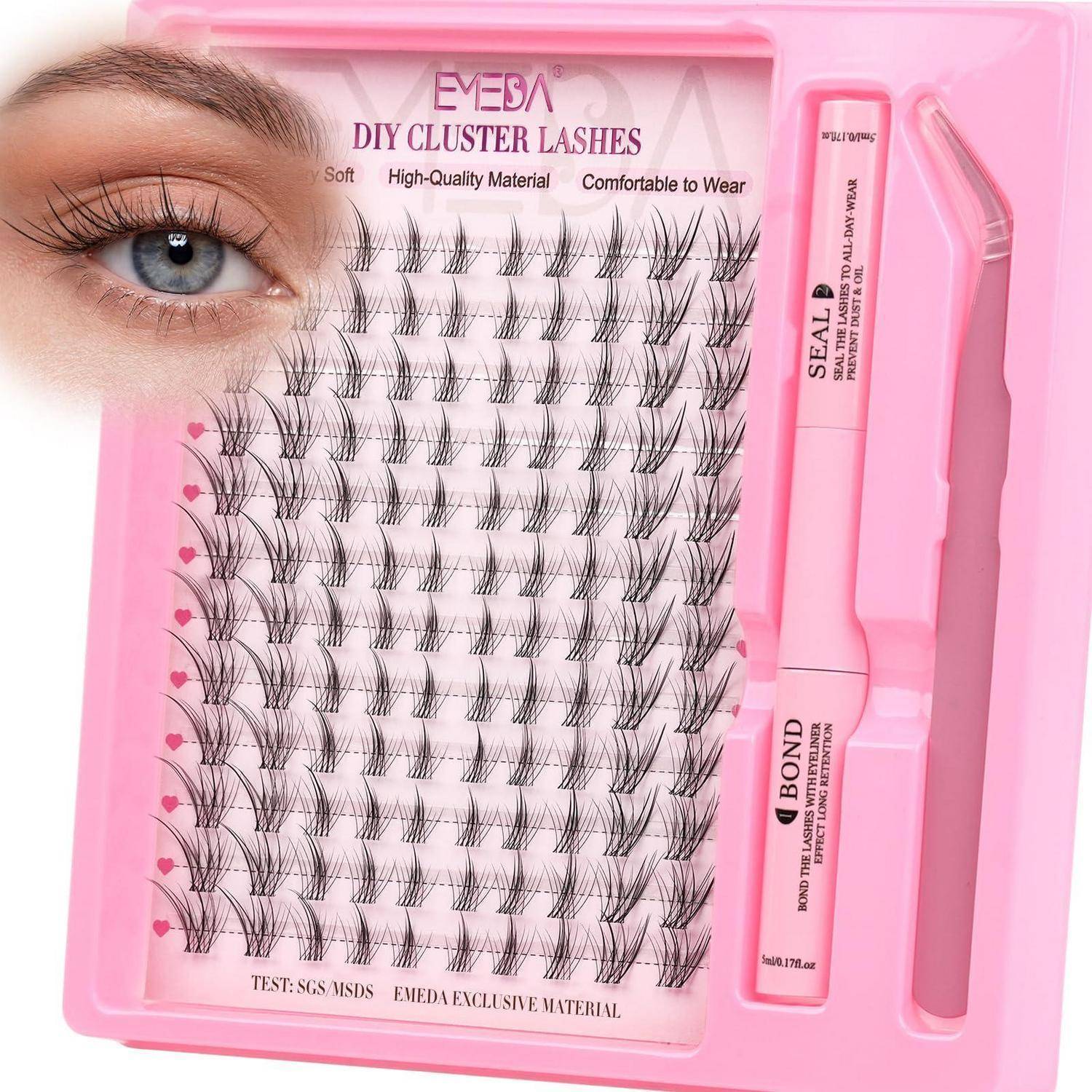 Rosa DIY-Cluster-Wimpern-Set mit künstlichen Wimpern-Clustern, „SEAL