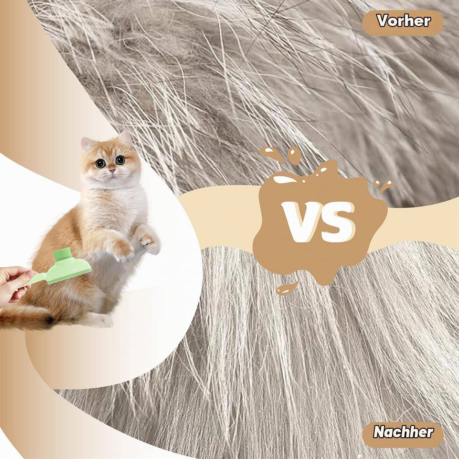 Katzenbürste Hundebürste, Selbstreinigender Haustierkamm Für Entfernt Knoten &amp; Lose Haare, Fellblitzbürste für Katzen, Ideal für Langhaarkatzen