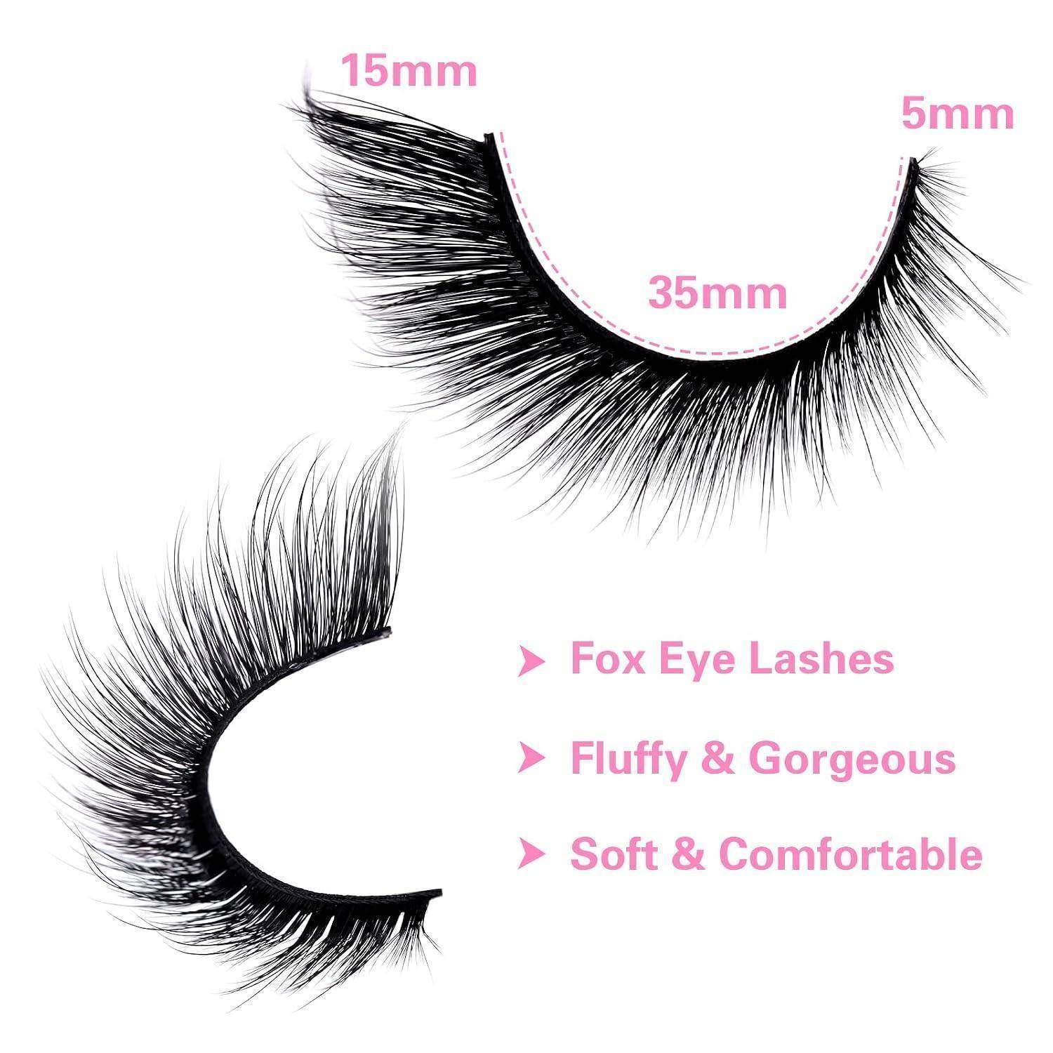 Produktbild von zwei falschen Wimpern mit der Bezeichnung „Fox Eye Lashes