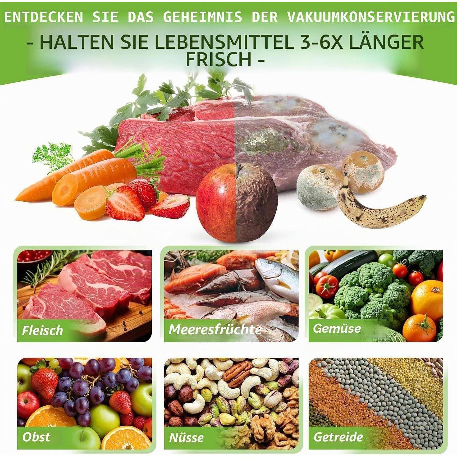 Vakuumbeutel Lebensmittel 9 Rollen Vakuumierbeutel, 20cmx12m + 28cmx15m Vakuumierfolie, BPA-frei, Reißfest, 190µm, Vakuumierrollen für alle Vakuumi