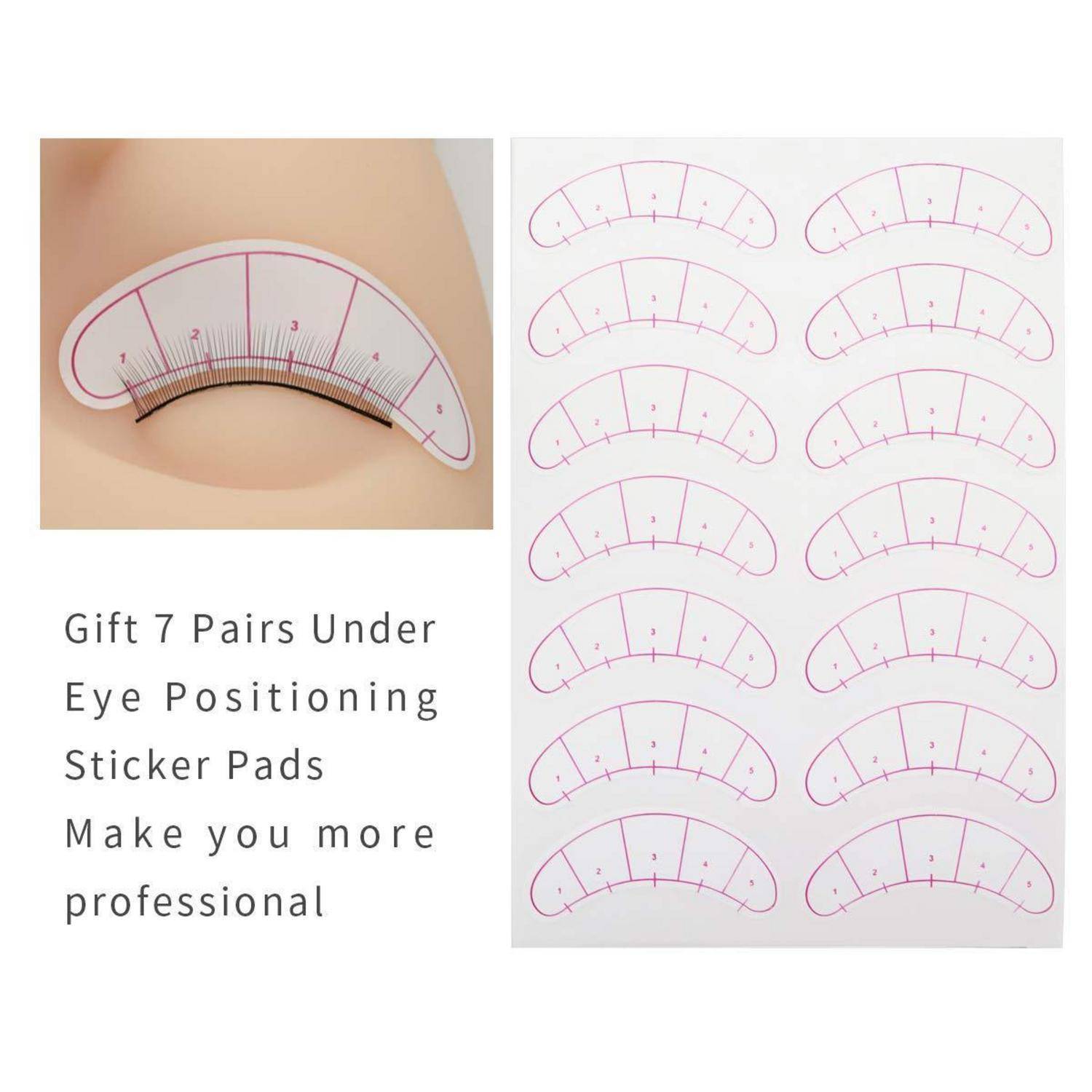 Produktbild von Unter-Augen-Positionierungs-Klebe-Pads mit 7 Paaren, die verwendet werden, um Make-up unter den Augen zu positionieren, um einen professionelleren Look zu erzielen.
