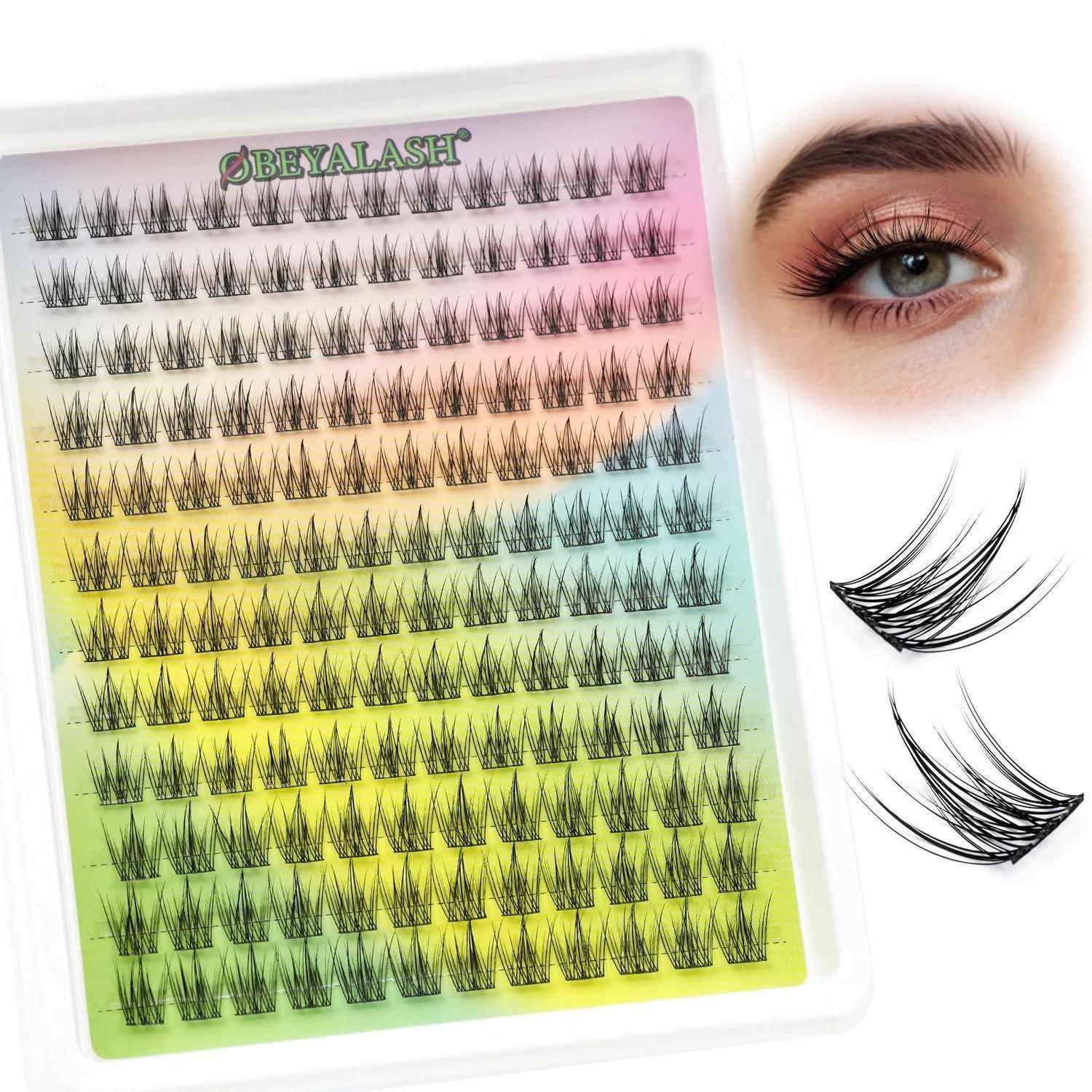 Farbenfrohe Musterkarte für Wimpern mit der Bezeichnung 