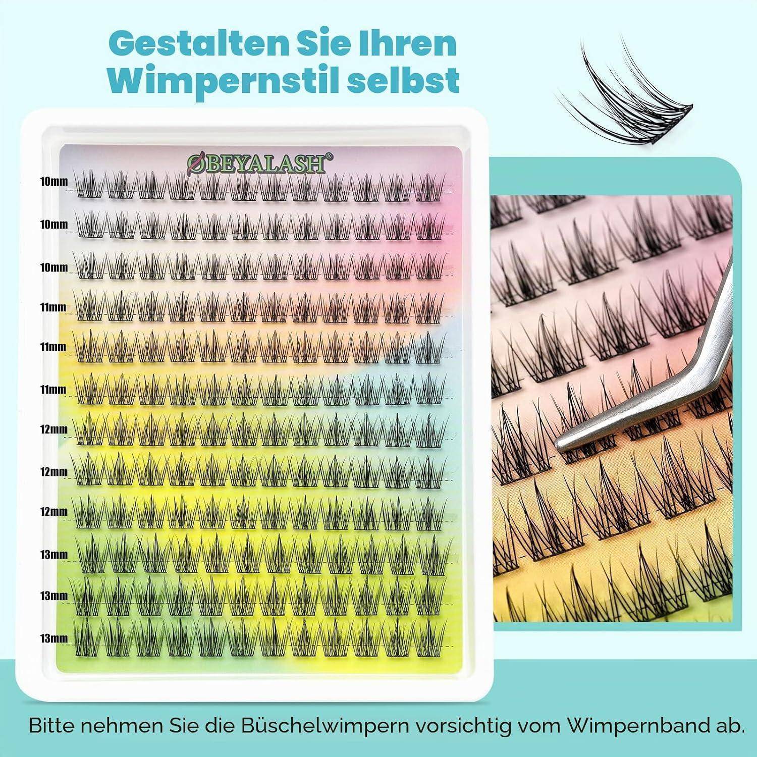 Obeyalash Natürlich 144PCS Cluster Lashes C Curl Wimpernverlängerung 10-13mm Wimpernextensions Einzelne Wimpern Falsche Wimpern DIY Lash Extension