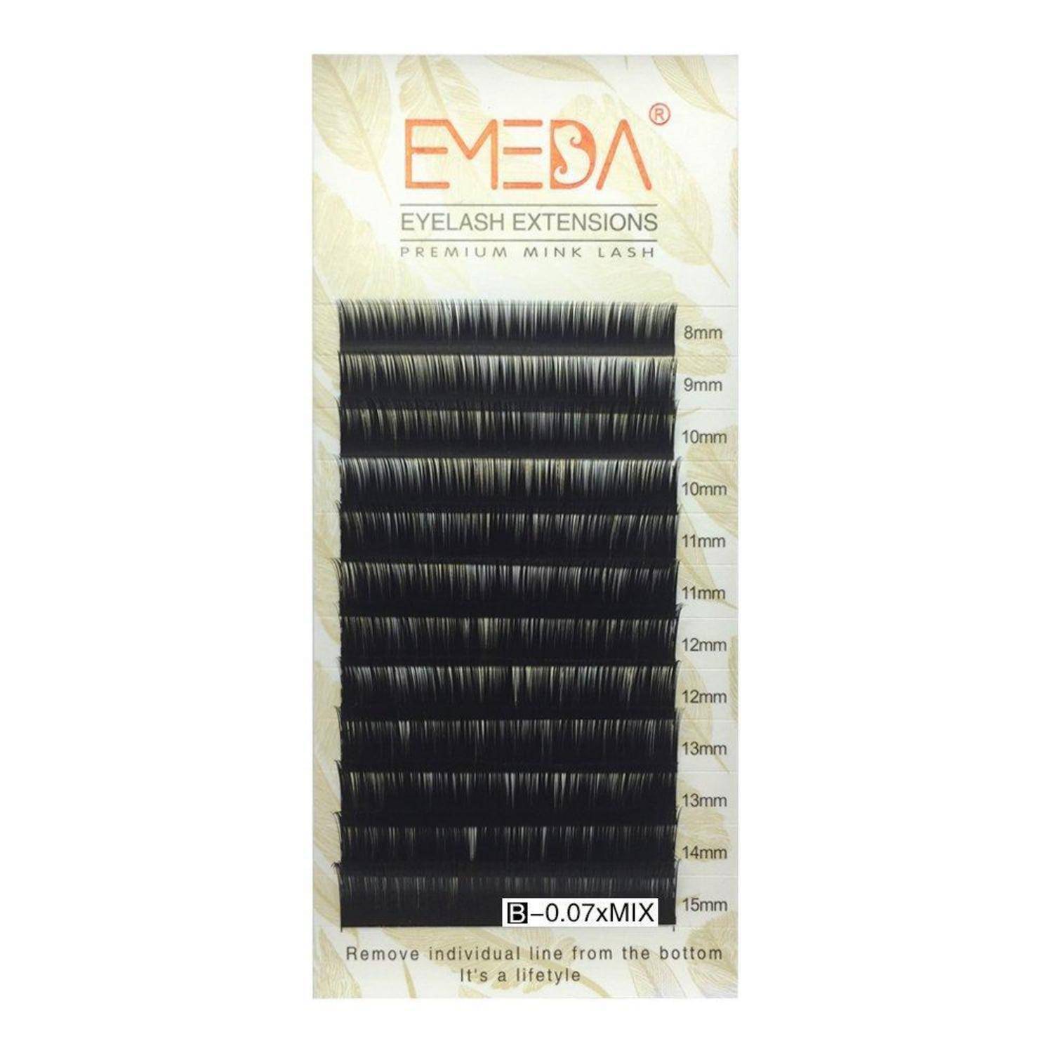 Packung EMESA Wimpernverlängerungen, Premium-Nerz-Wimpernstreifen in gemischten Längen von 8mm bis 15mm.