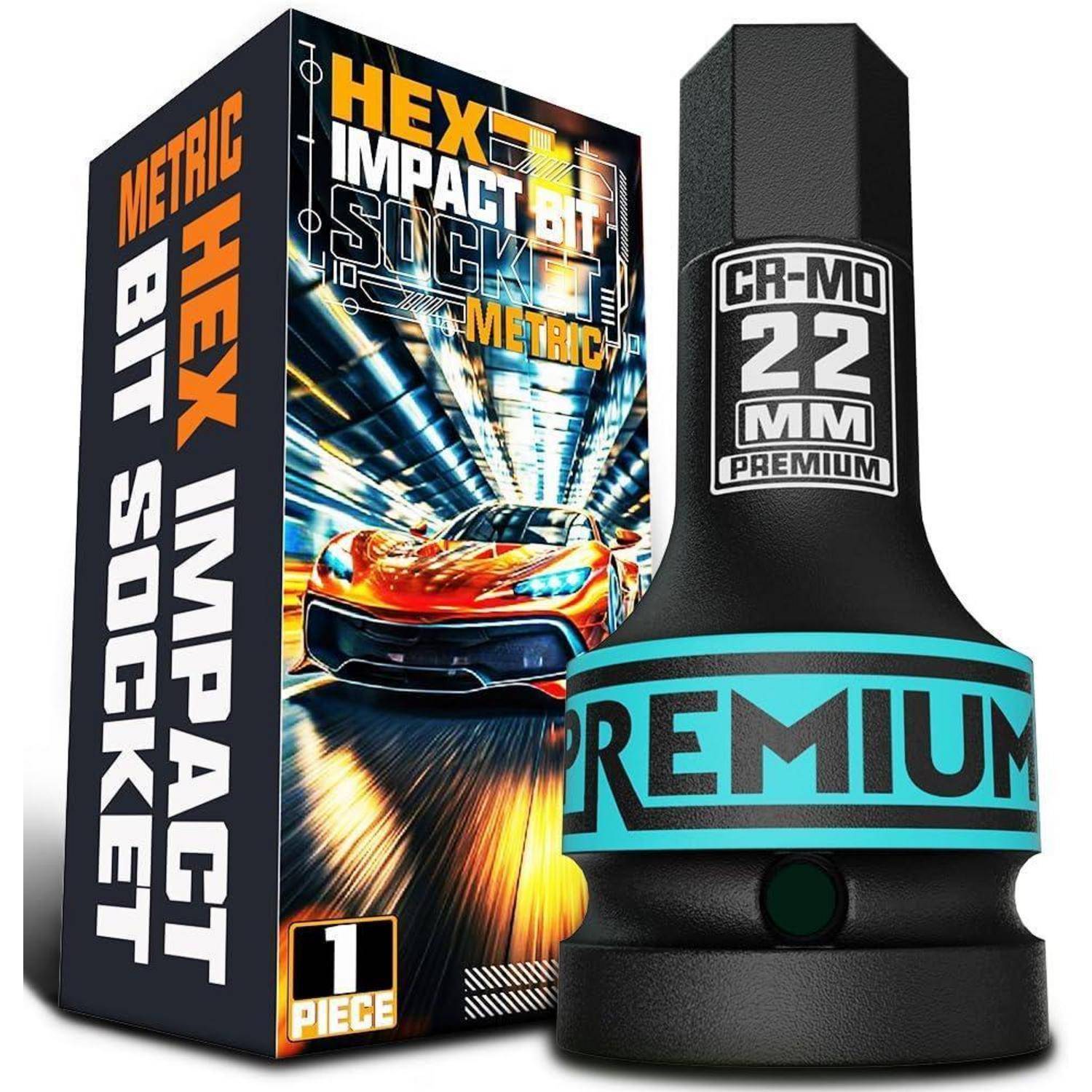Verpackte 22-mm-Premium-Schlagschraub-Stecknuss aus Chrom-Molybdän mit „CR-MO